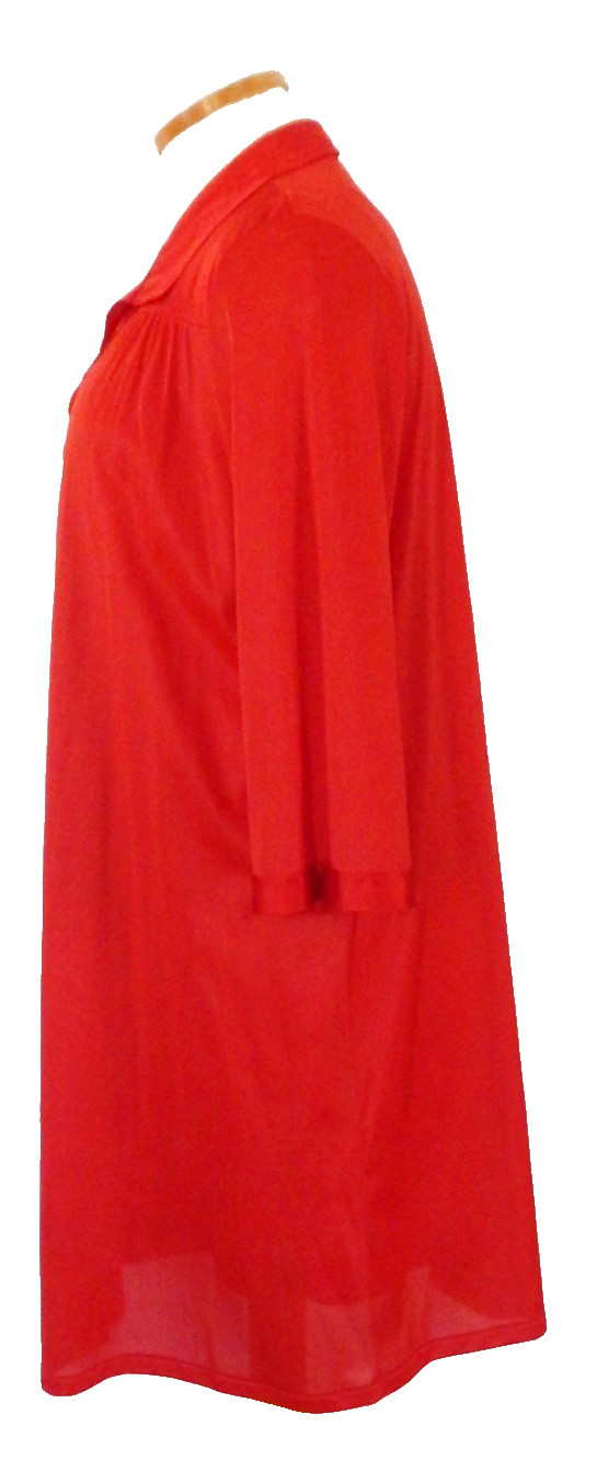 Vtg Vanity Fair Red Nylon Peignoir Set Slip Dress Size M & Robe Size XL USA