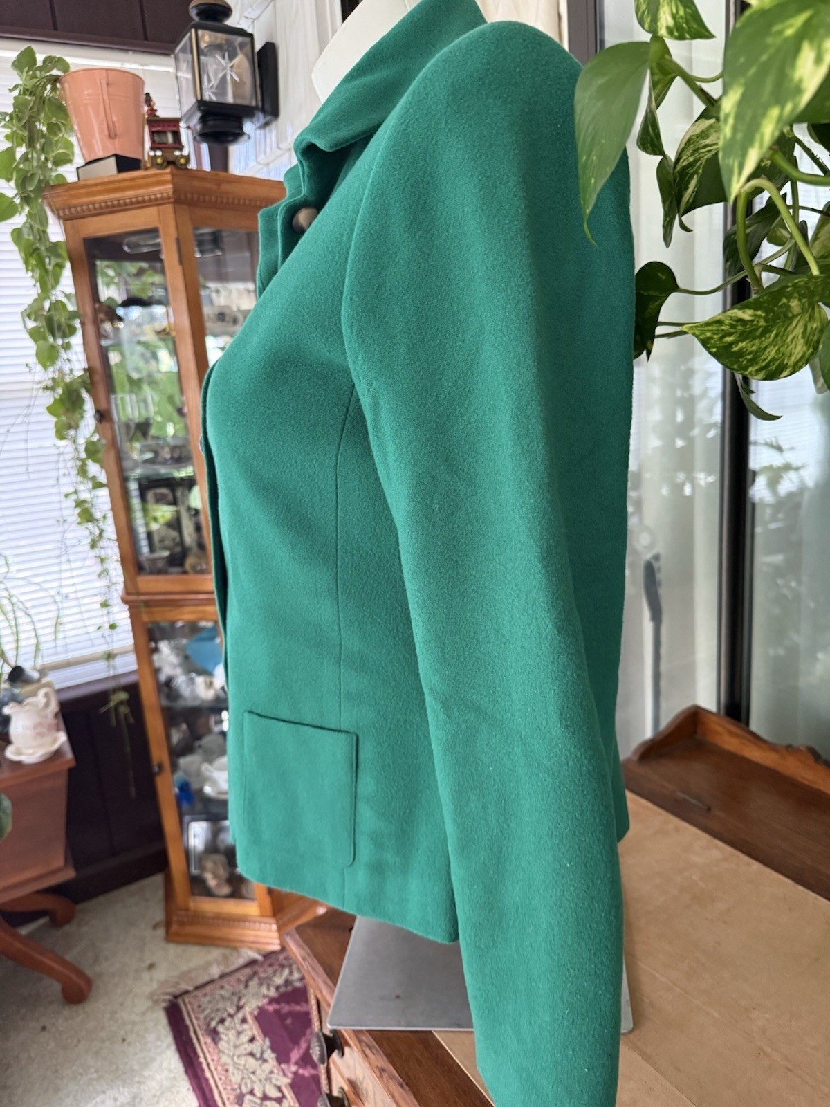 Vintage Harvé Benard Wool Jacket – 12 – Green – Made in Ukraine, Cashmere Blend