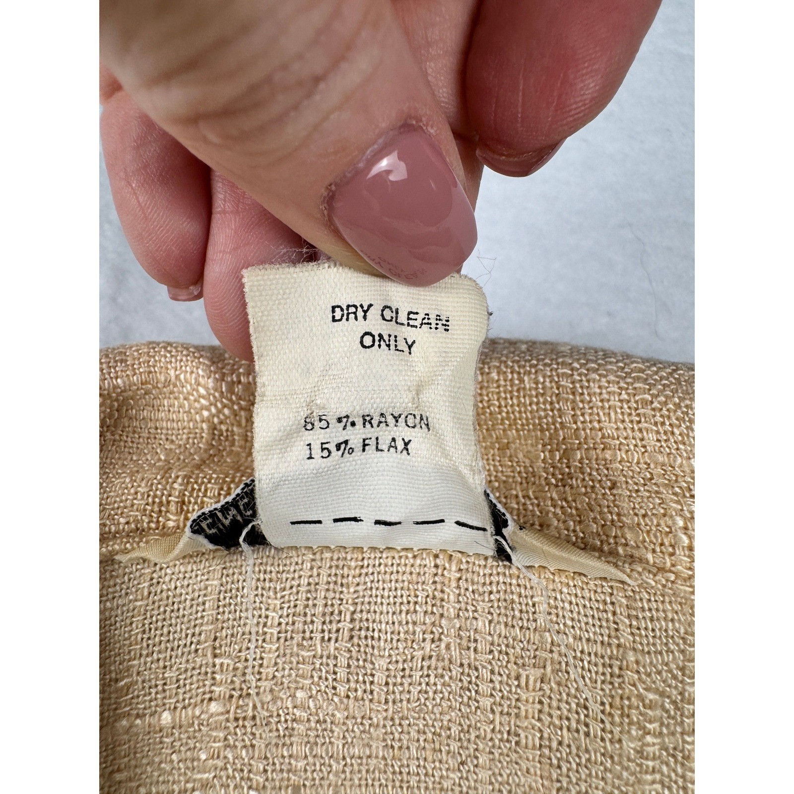 Vintage 70&rsquo;s Linen Blend Neutral Two Piece Skirt Set Tan Short Sleeve Top Midi