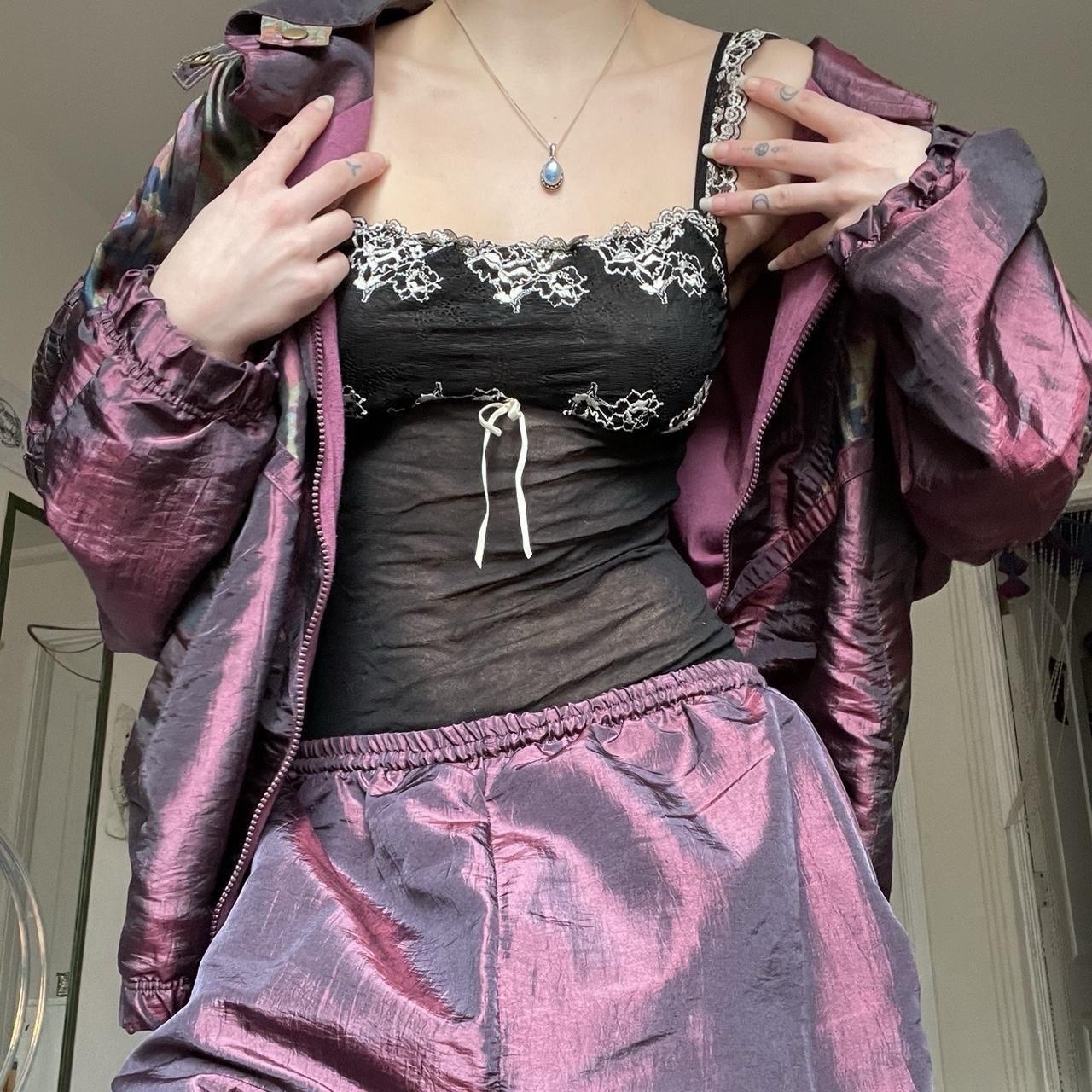 Vintage 1980s Great Cavalier by St. Paul Purple Multicolor Iridescent Tracksuit