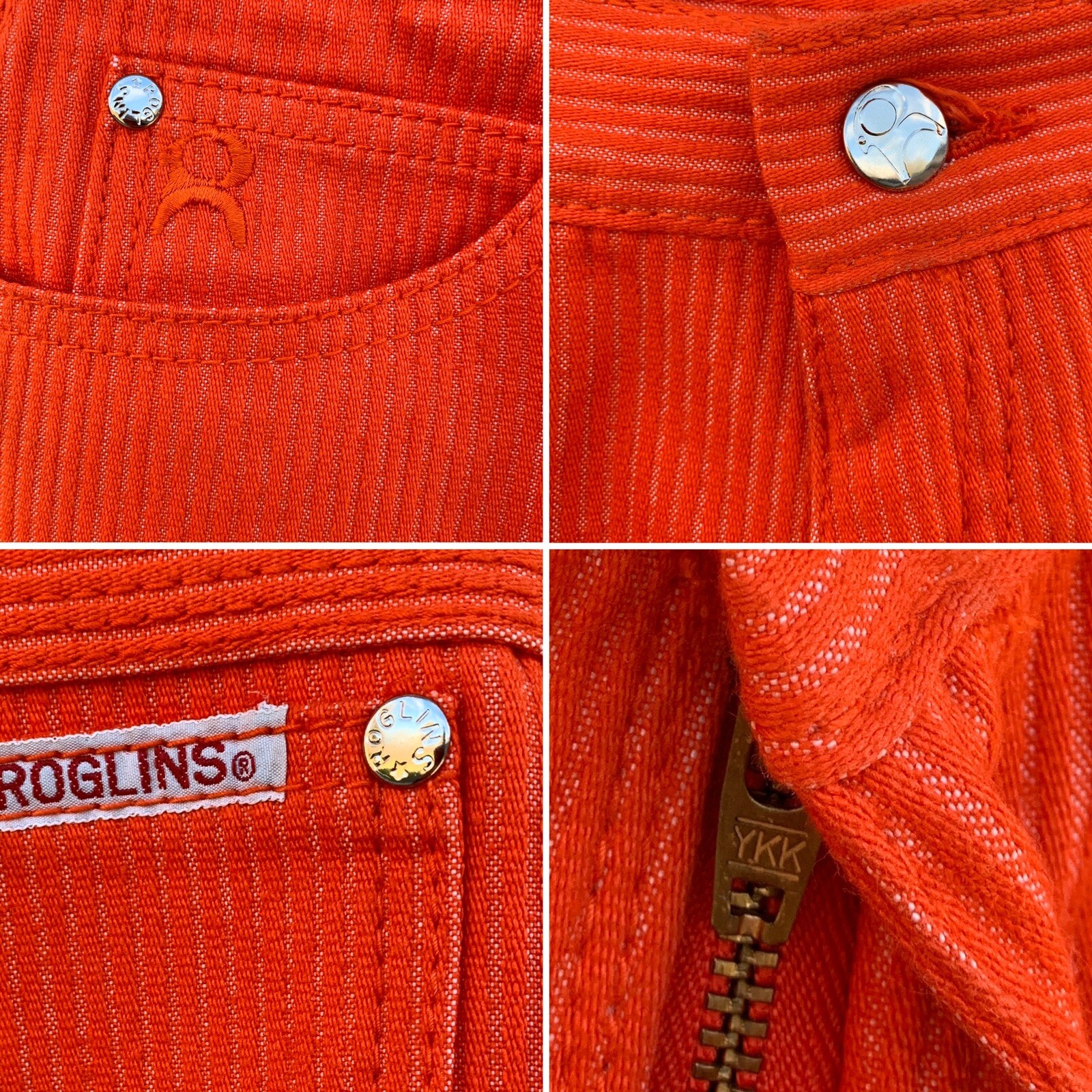 Vintage ROGLINS Stretch Jeans High Waist Tapered Leg Striped 11 26.5 In Waist