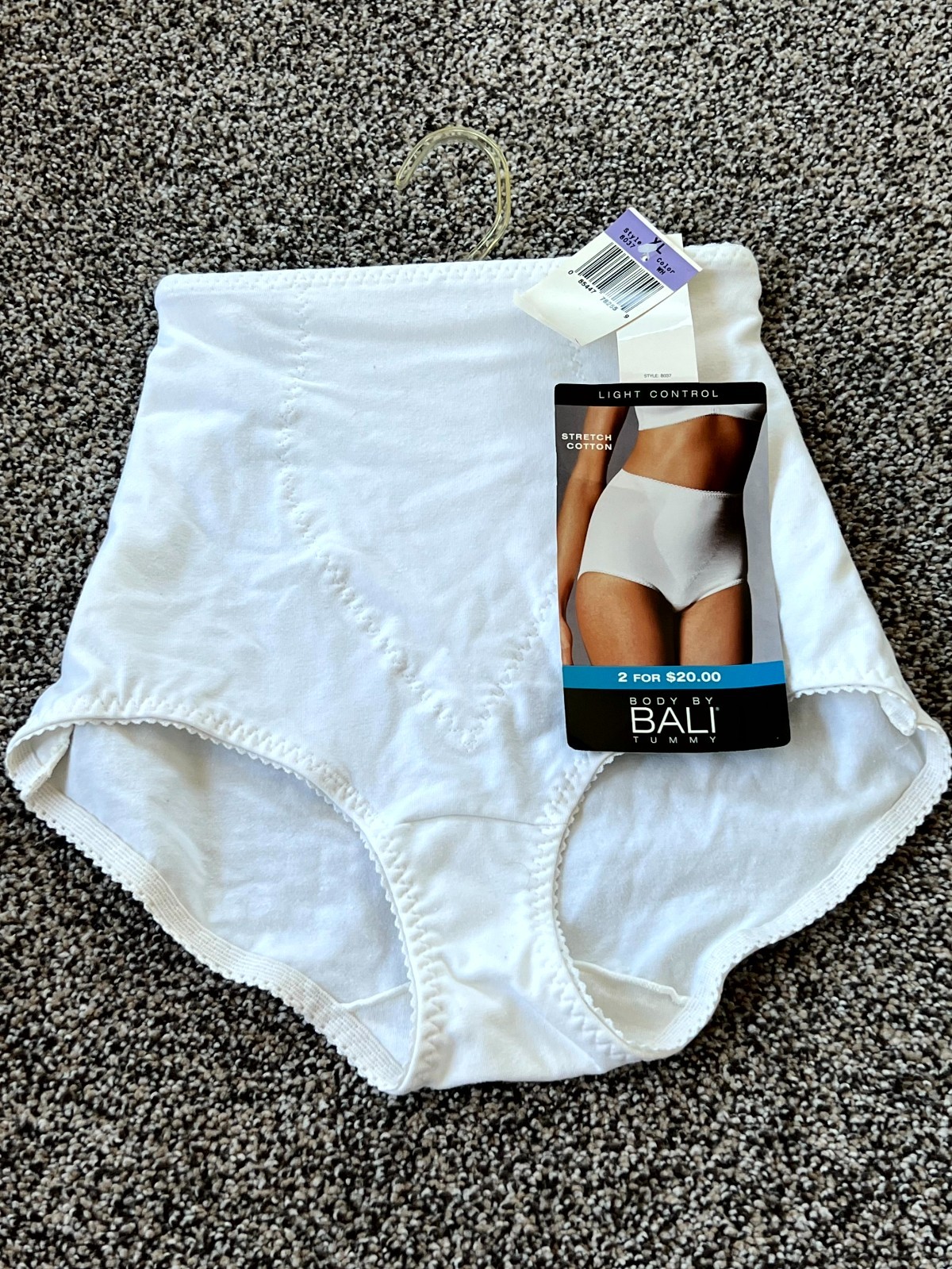 Vintage Bali white Light control stretch cotton brief XL * BNWT *