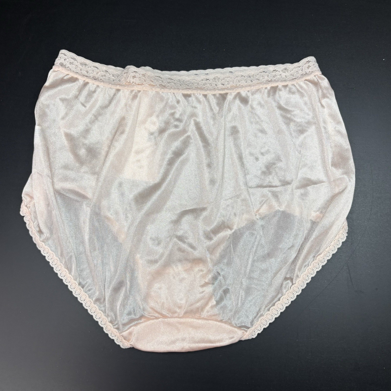 Vintage Maidenform Wise Buys Nylon Granny Brief Panties Lace Trim Peach NOS Sz 8