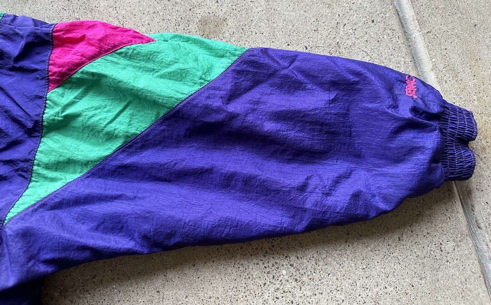 Vintage Serac Thinsulate Lined Neon Purple Color Block Nylon Ski Jacket Size 8