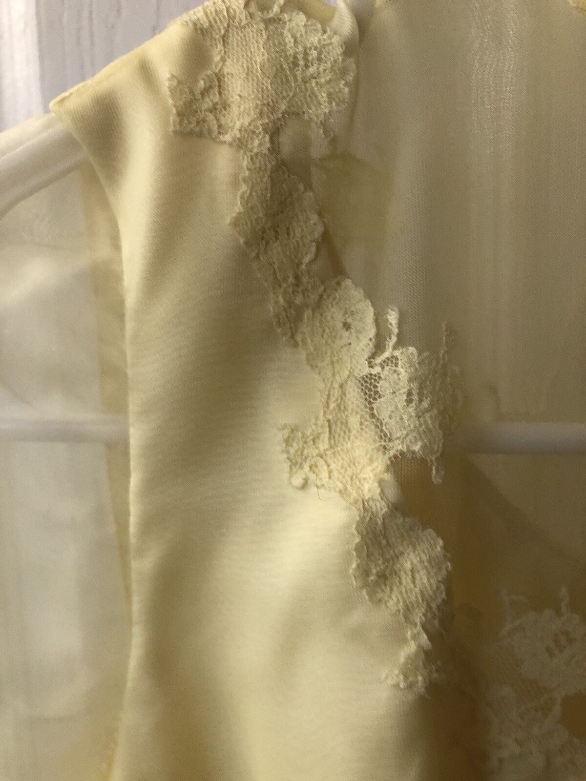 Vintage yellow handmade bridesmaid prom dress chiffon satin SEE description