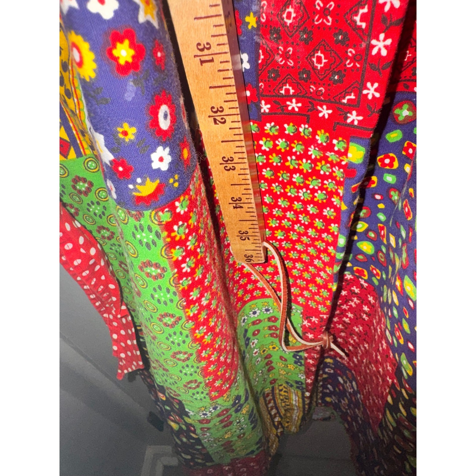 Vtg 70s Kenton Collection Patchwork Maxi Apron Dress Cotton Floral Retro S