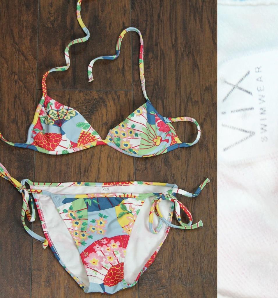 Vtg VIX Swimwear BRAZIL Two-Piece Bathing Swimsuit S/M