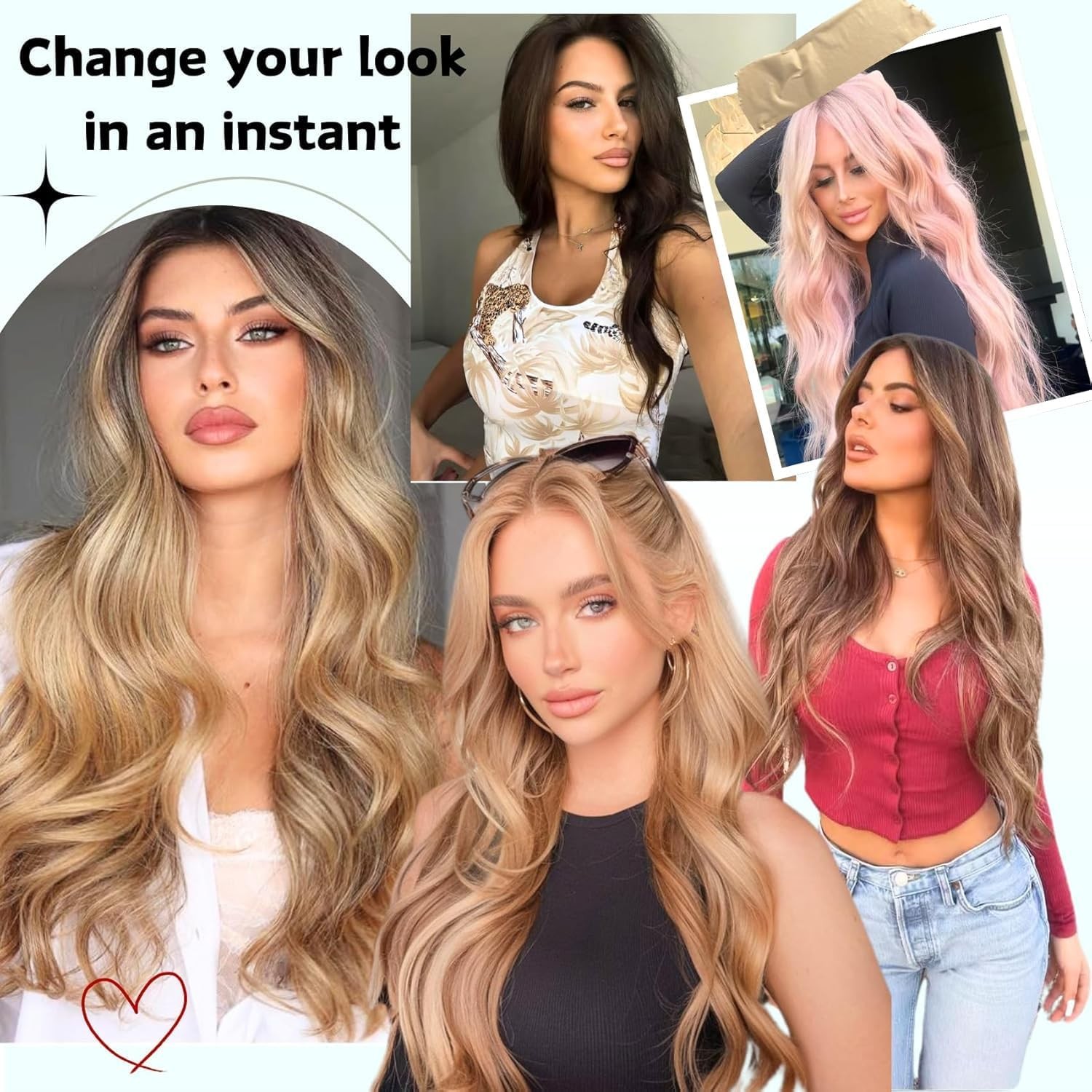 Copper Red Tape in Hair Extensions Human Hair Invisible Mini 18 Inch Hair Extens