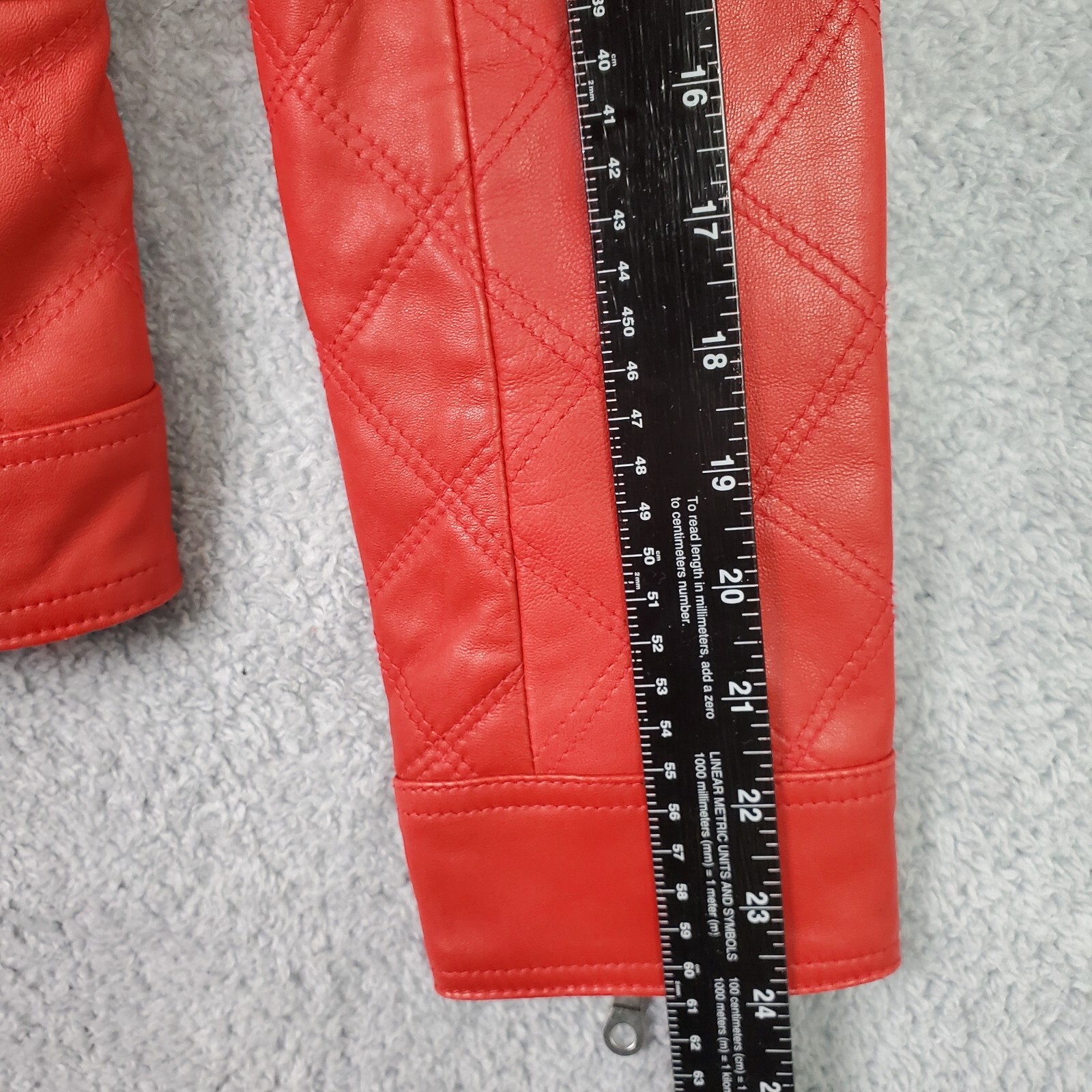 Vintage Womens Crop Lamb Leather Jacket XS Red Biker Harley Moto Full Zip Pocket