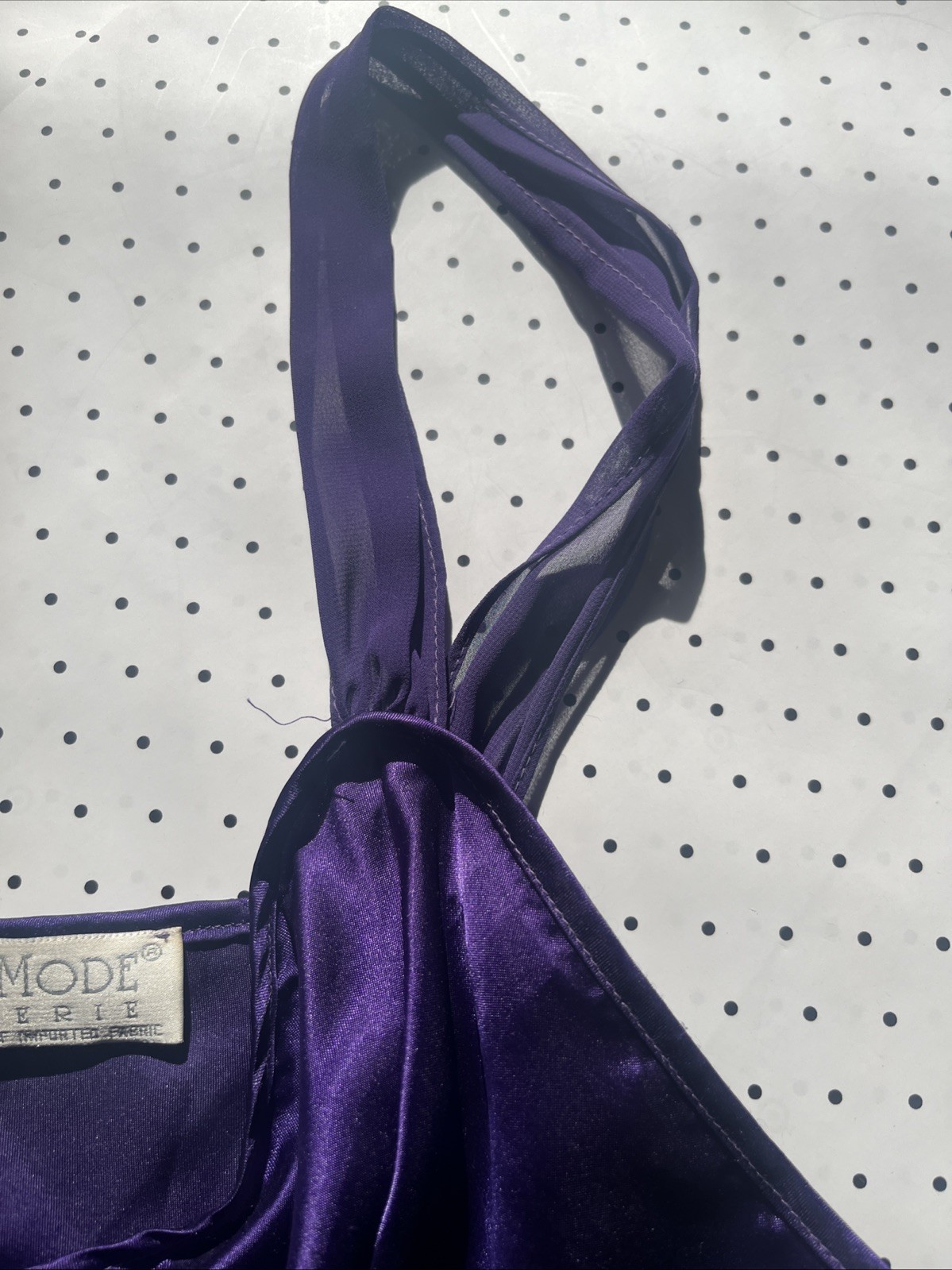 Val Mode Ivory Purple Polyester Slip Medium Vintage Floral Original