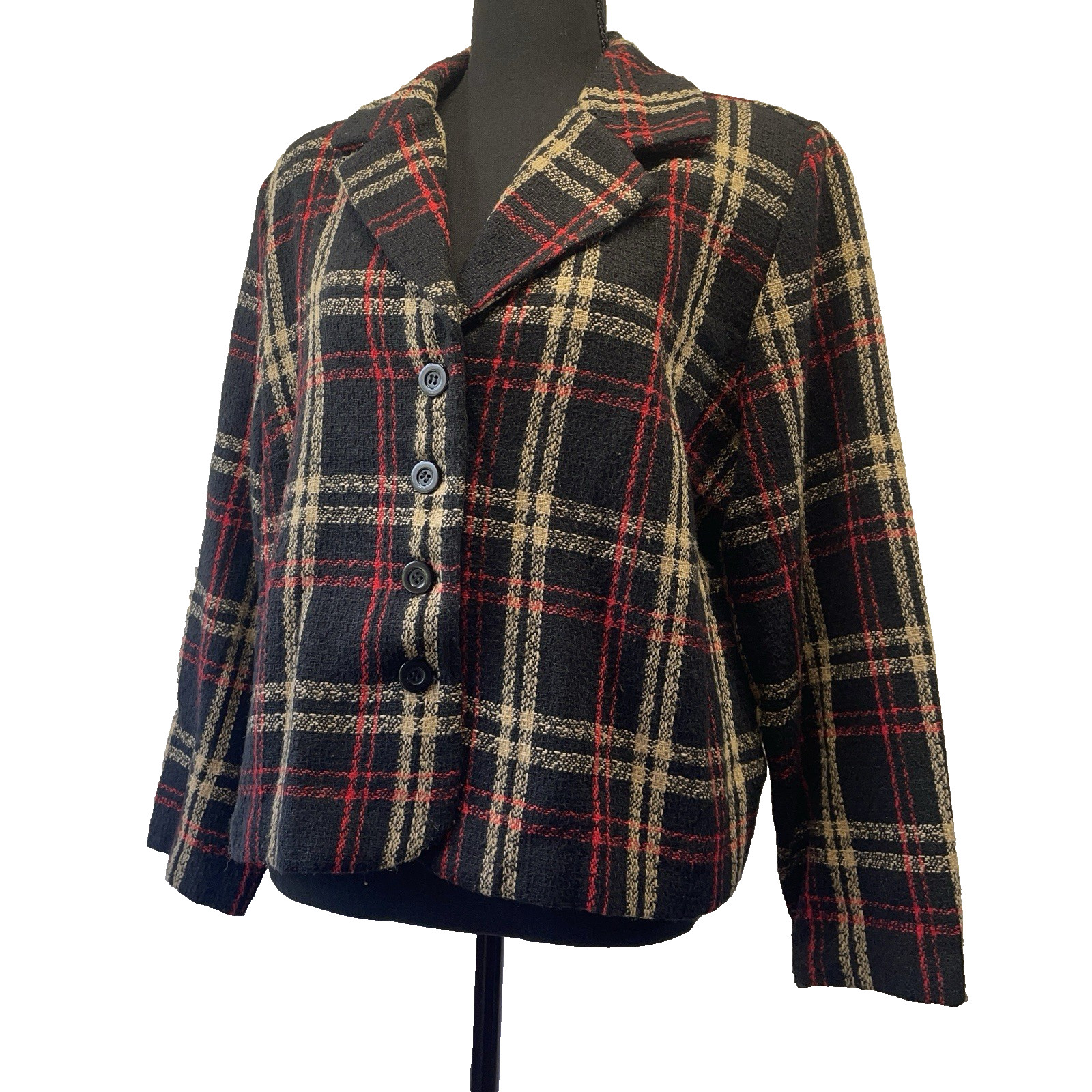 Vintage Wool Blend Plaid Blazer Sz 16 Petite – Willow Ridge – Career Jacket