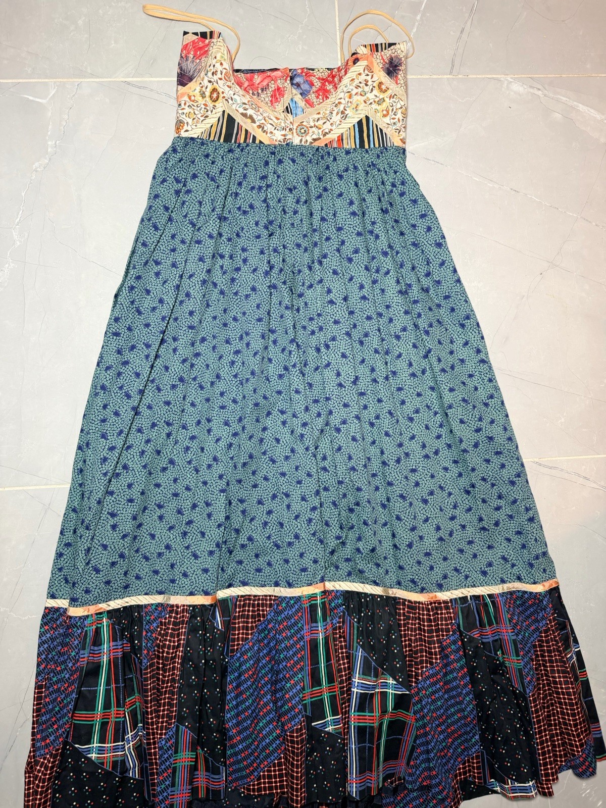 Vintage 1980 Koos Van Den Akker Patchwork Collage Cotton Dress
