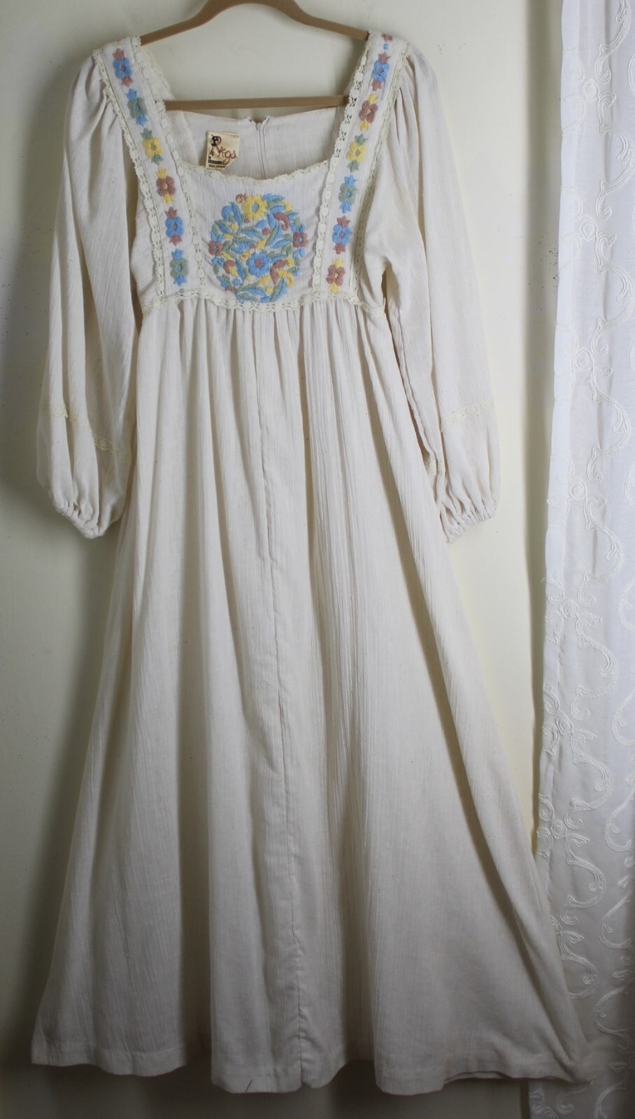 1970s Rags Kessandra San Francisco Boho Hippie Gauze Maxi Dress XS 0 2 4