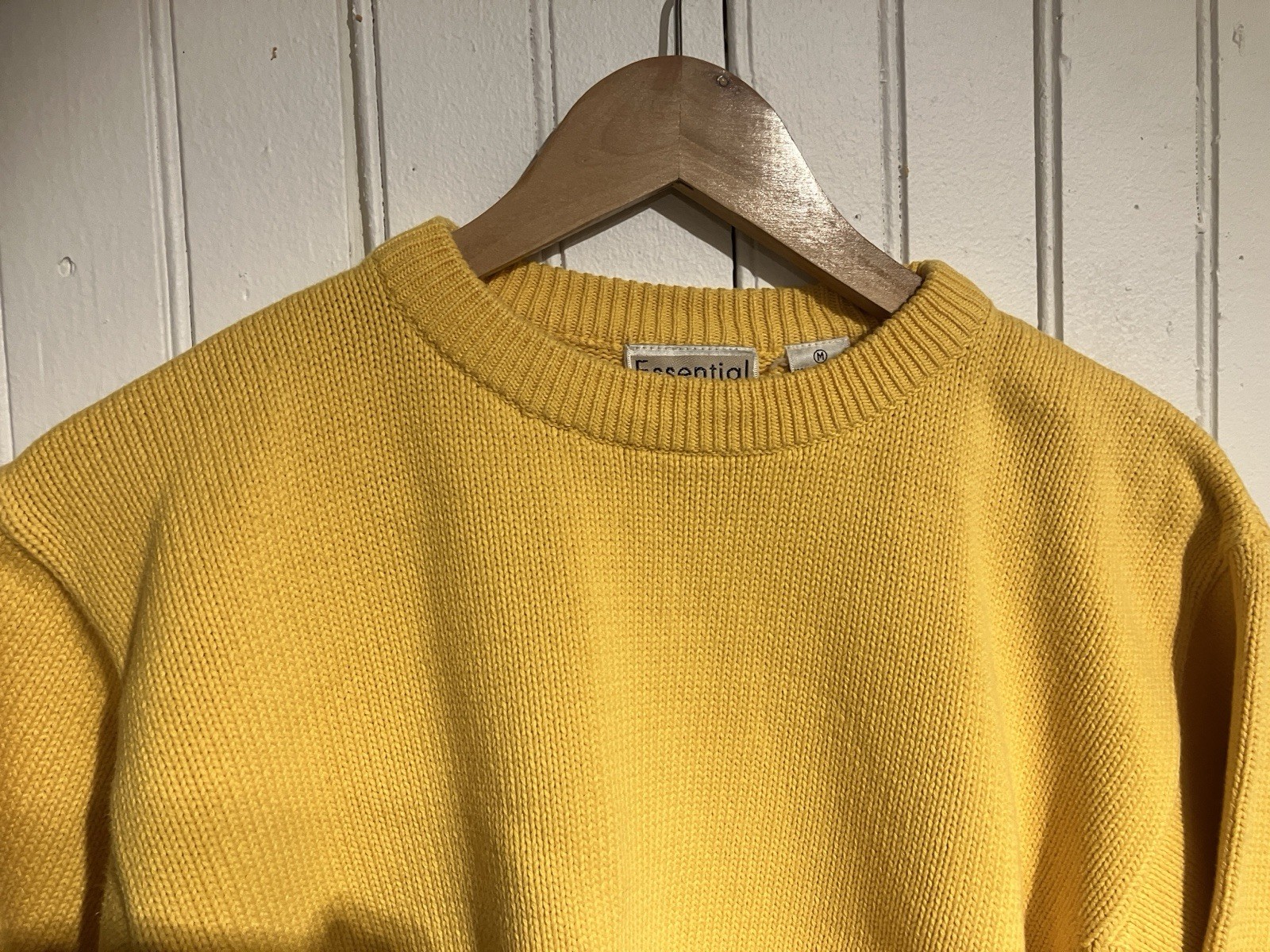 Vintage 80’s Essential Elements Yellow Cotton Crew Neck Sweater Size M Preppy