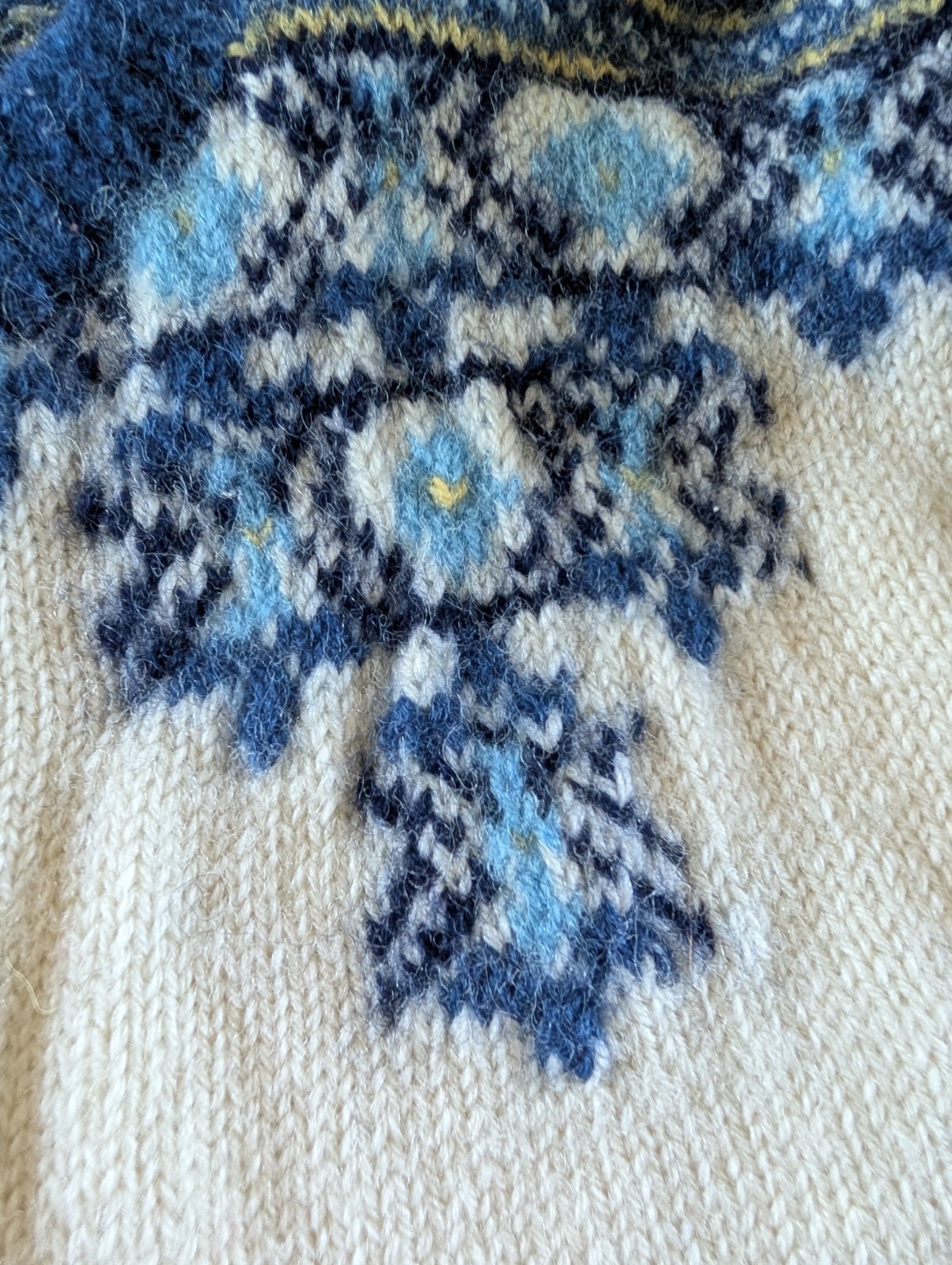 Antique Norwegian Sweater. O.Allers New Wool.Blue And White.Silver Buttons. S/M