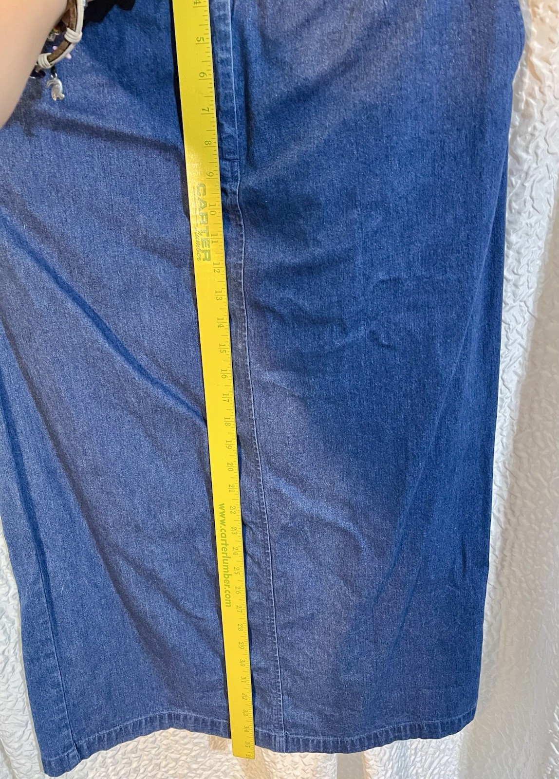 Vintage Talbots Deep Blue💙100% Cotton Denim Maxi Skirt Size 14 Long Slit EUC