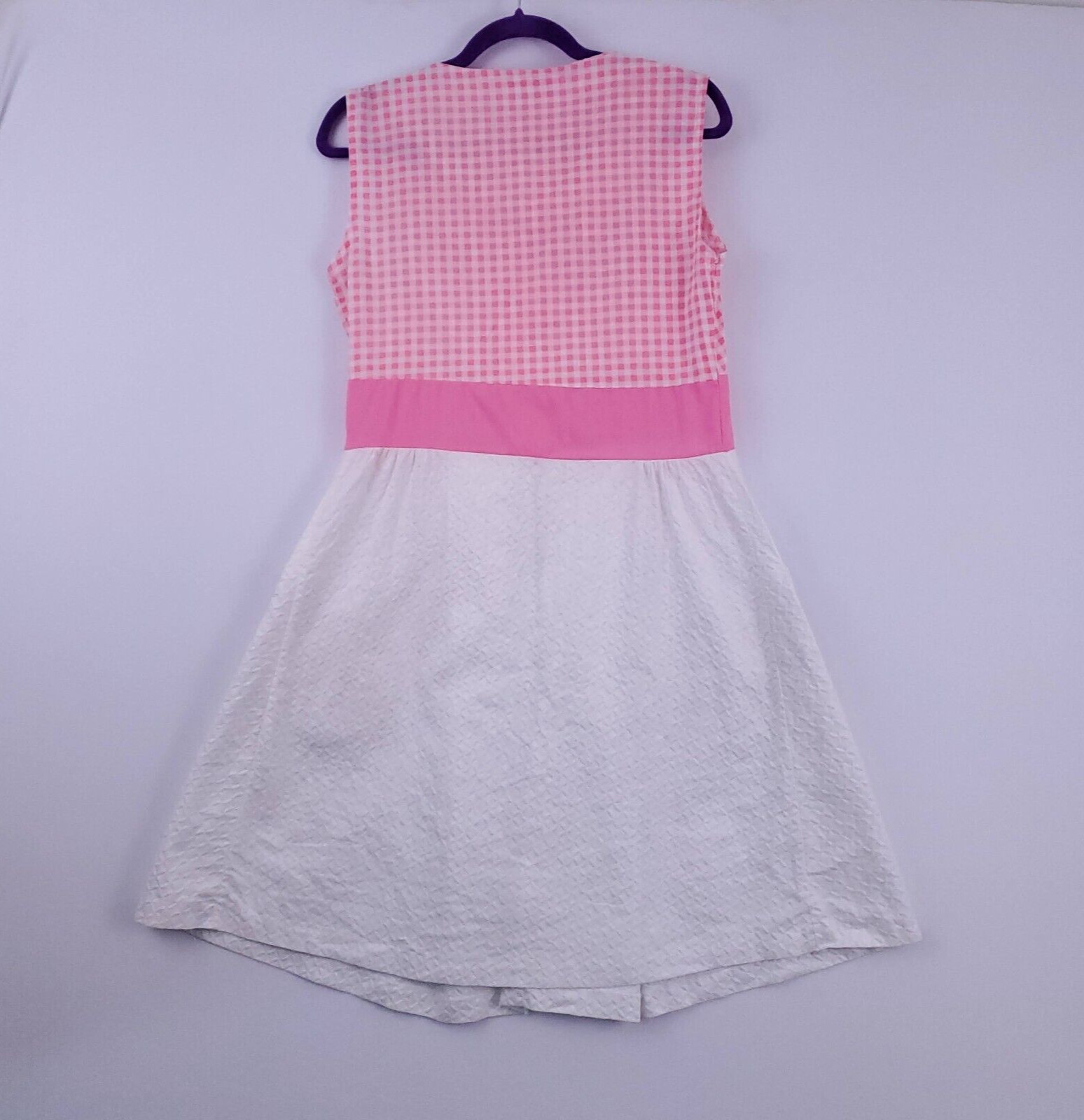 Vtg BarbieCore Pink White Gingham Cottage 60&rsquo;s Mini Tank Dress Embroidered S/M