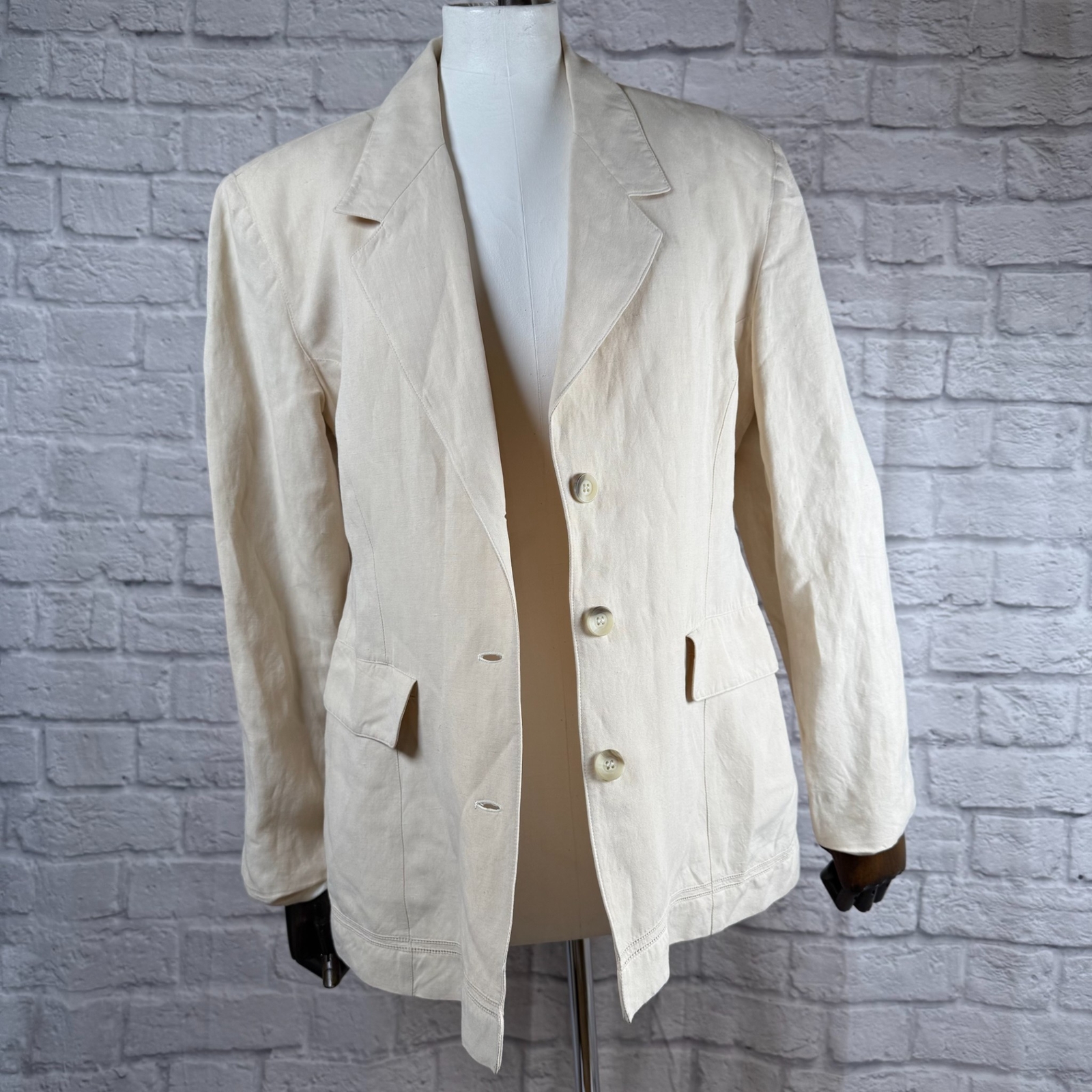 Vintage 80s Byblos Capriccio Linen Blazer Women&rsquo;s Medium Suit Jacket Italy