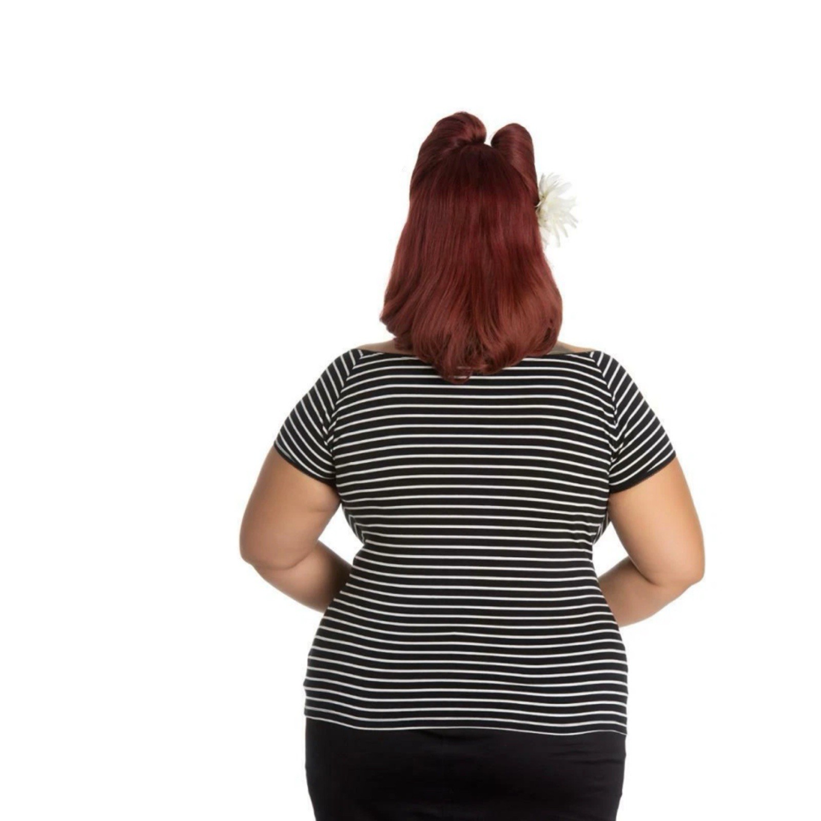 Hell Bunny Black White Striped Hannah Top 1950s Vintage Retro Rockabilly Style