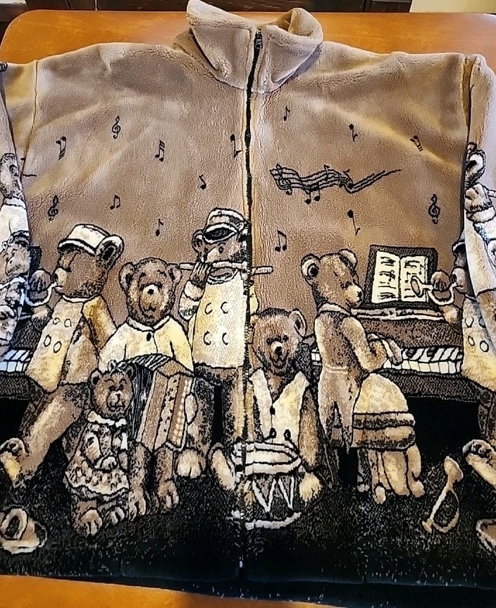 VTG Teddy Bears Cobblestone Canyon Fleece L Women&rsquo;s Full Zip Jacket Made In USA