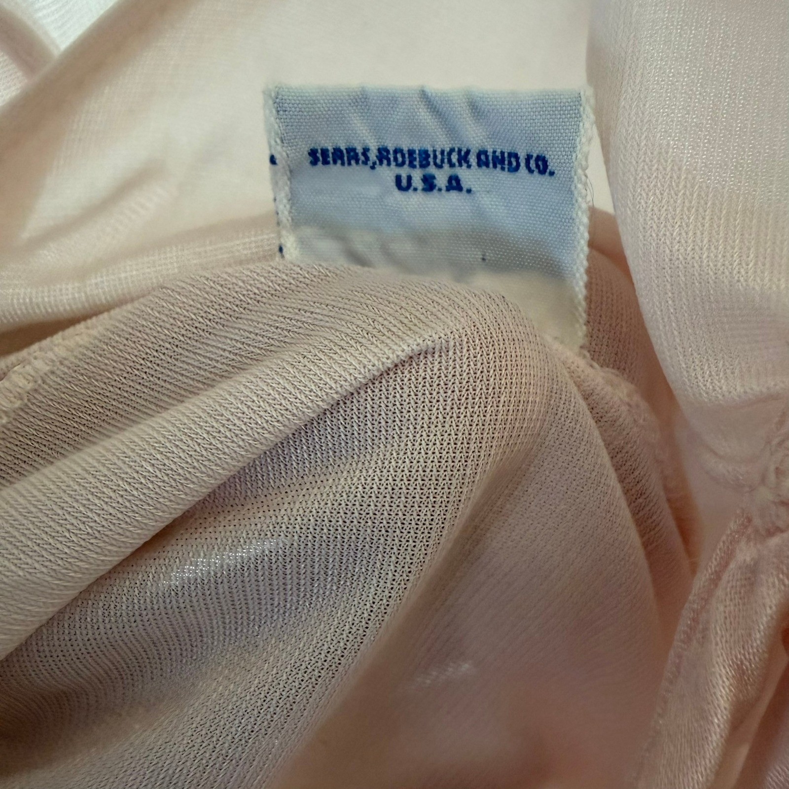 Charmode Nightgown Women 38 Pink Vintage Floral Embroidered Ruffle Sheer Sears