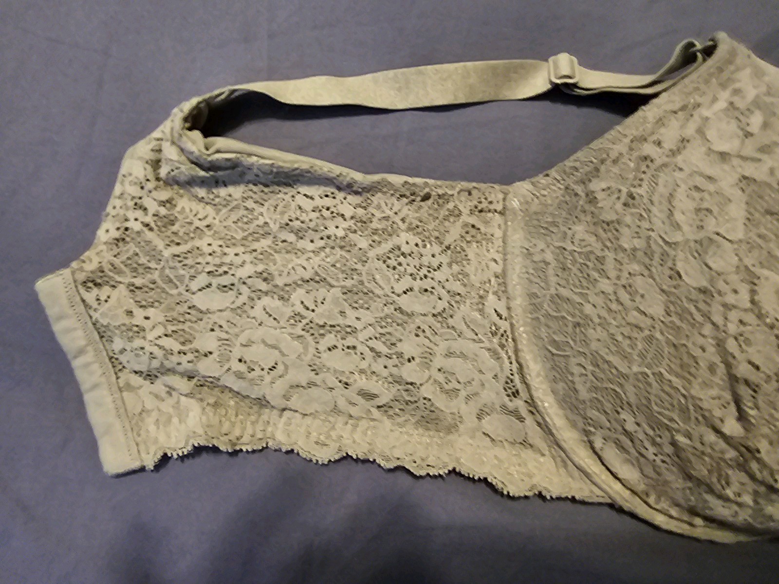 Torrid 360 Back Smoothing Underwire Bra 38G Lace Wing Plunge Grey Taupe