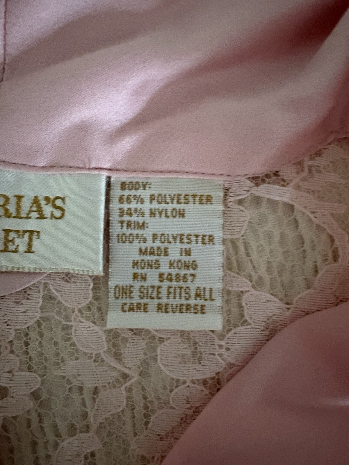 Vintage Gold Label Victoria&rsquo;s Secret Pink Lace Robe Satin Trim Tie Belt One Size