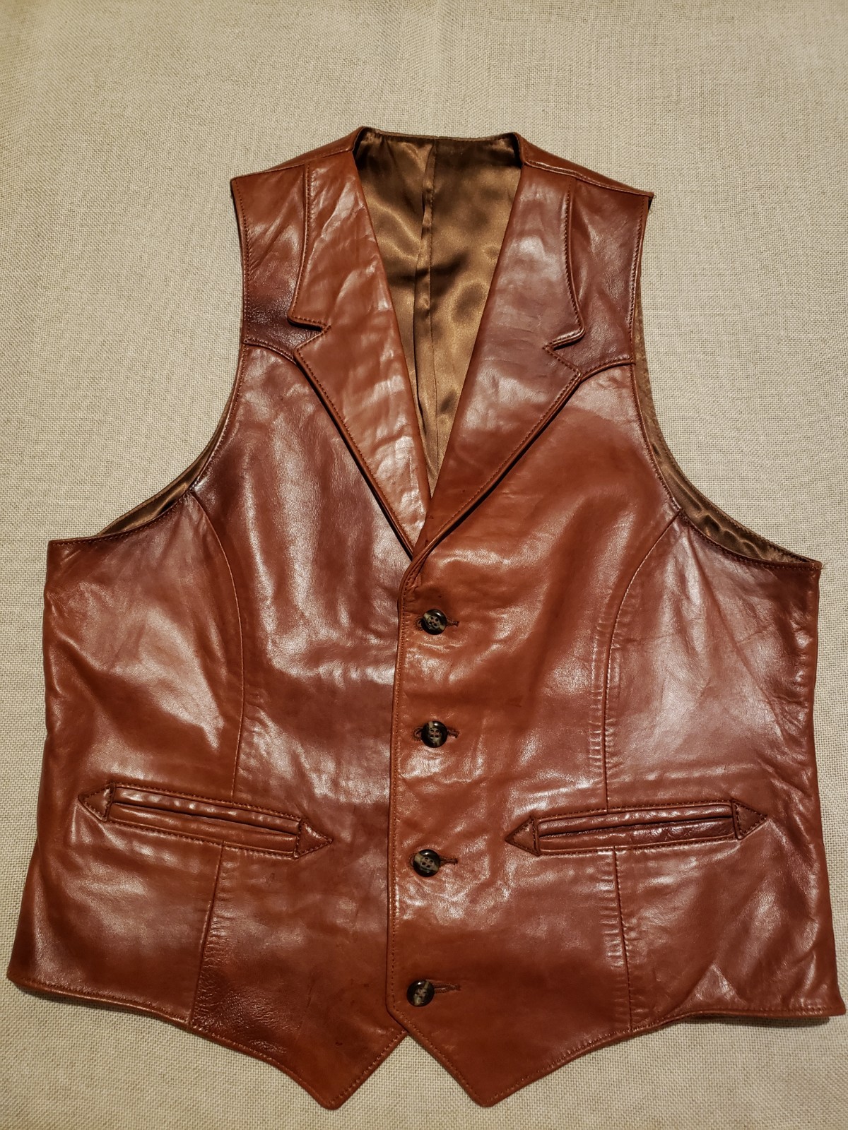 Vintage Lamb Skin Western Vest. SZ 38 Kenny Roger&rsquo;s. Front Pockets. Butter Soft.