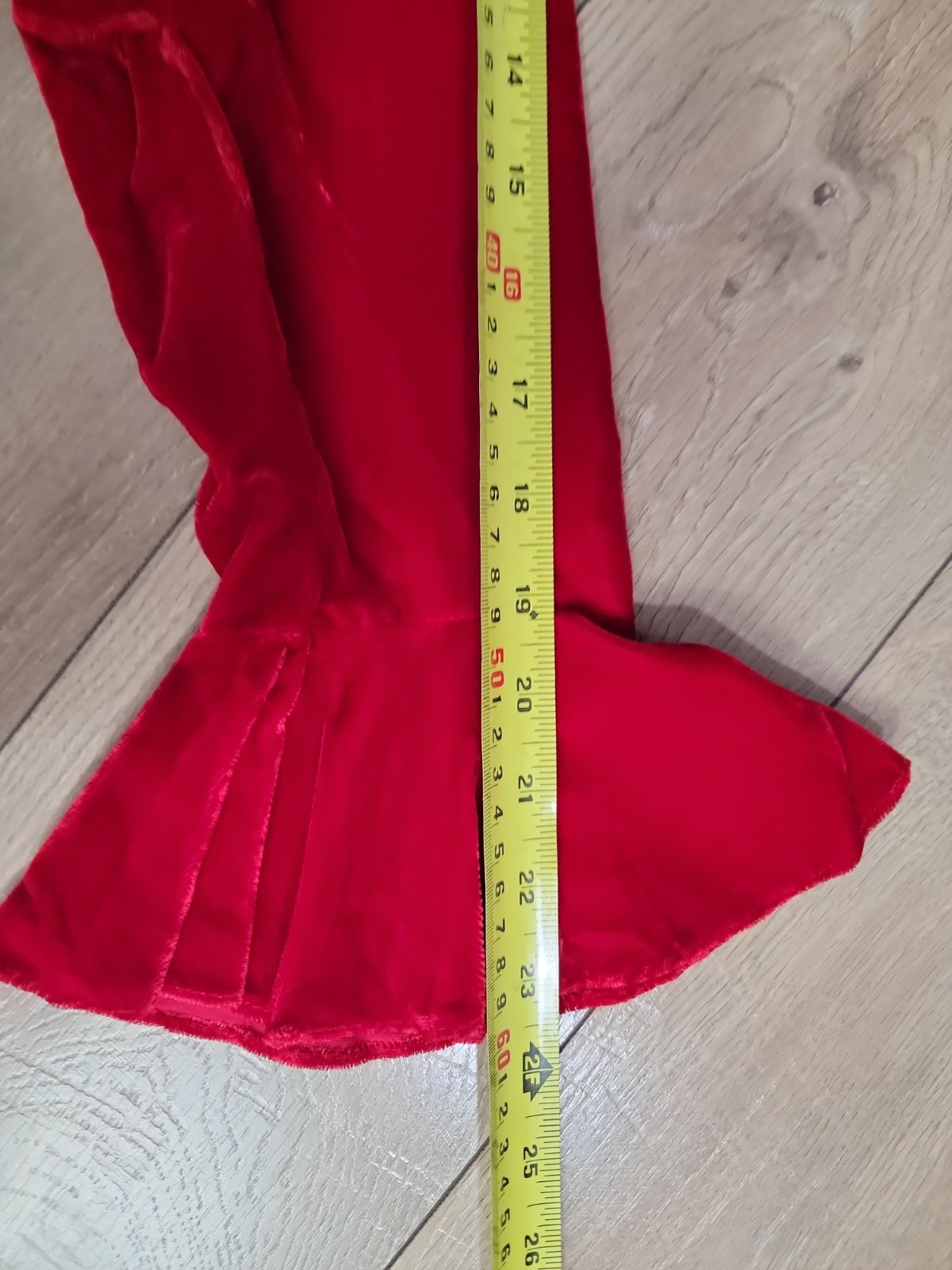 Vintage 60s Red Velvet Maxi Dress Empire Waist Ruffle Holiday Formal Gown S/