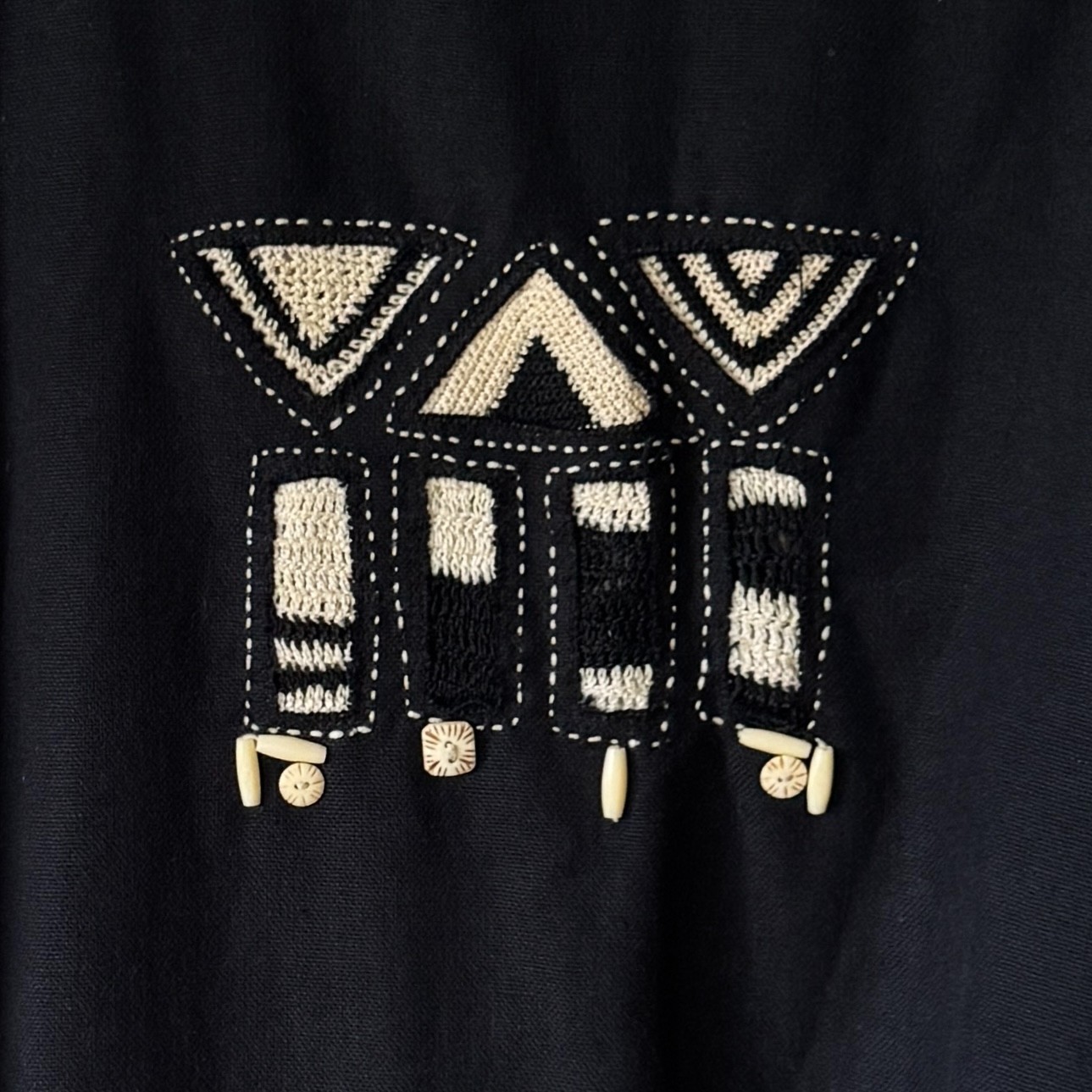 Vtg California Style Shacket Embroidered Crochet Linen Cotton Artsy Boho Relaxed