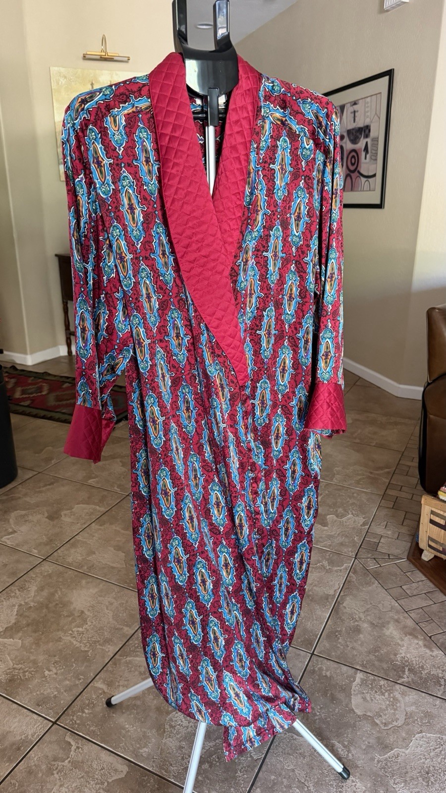 VTG Victoria Secret 100% Silk Paisley Robe-sz L Gold Tag 90’s Y2K Burgundy Teal