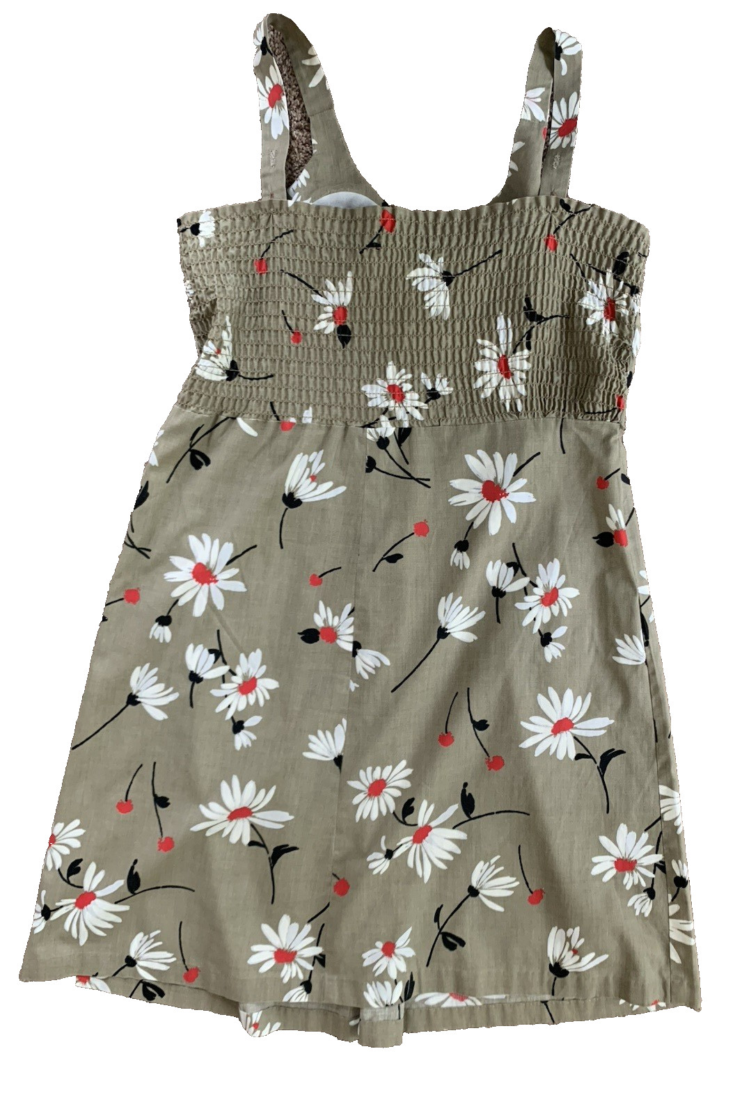 Vtg Mr Joe Floral Smocked Sun Dress W/Belt/Built In Bra-See Description-Sz 16