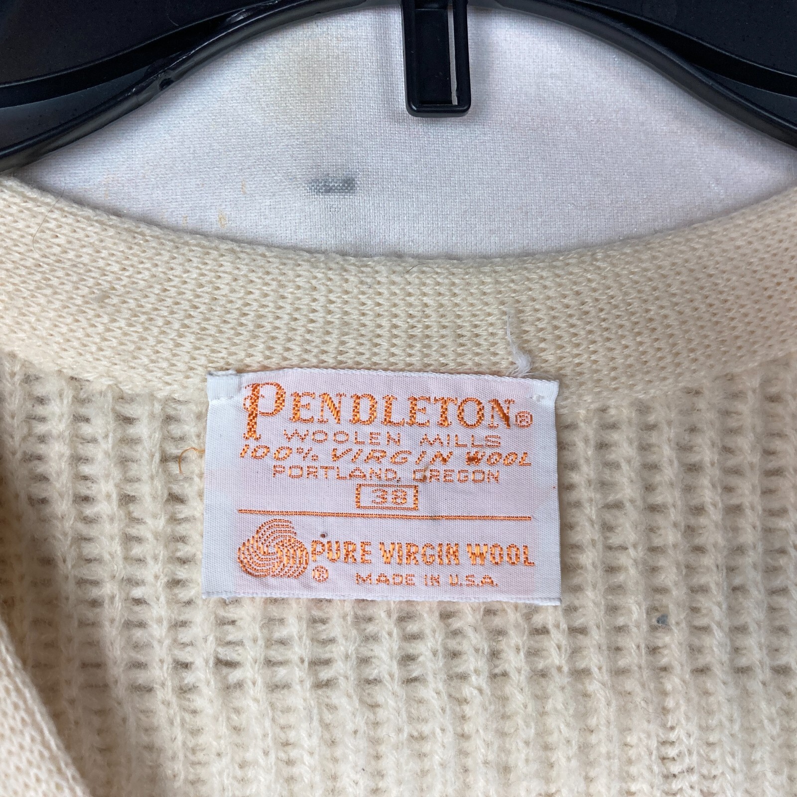 Pendleton Vintage Sweater Womens 38 Ivory Virgin Wool Cardigan Long Sleeve Solid