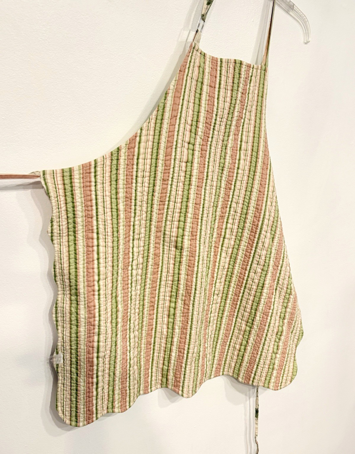 Vintage Unbranded Apron Double Sided Pinafore Smock Pinny Seersucker Texture