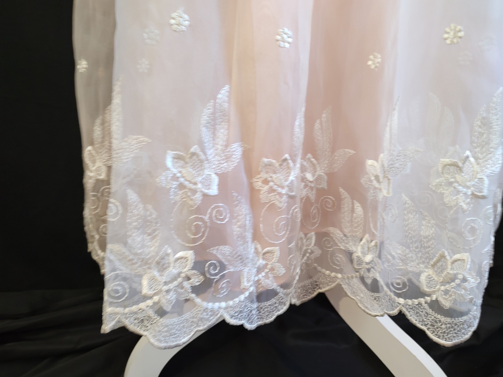 Vintage 80&rsquo;s does 50&rsquo;s Dress Peach Satin & White Lace Party Prom Formal Midi S
