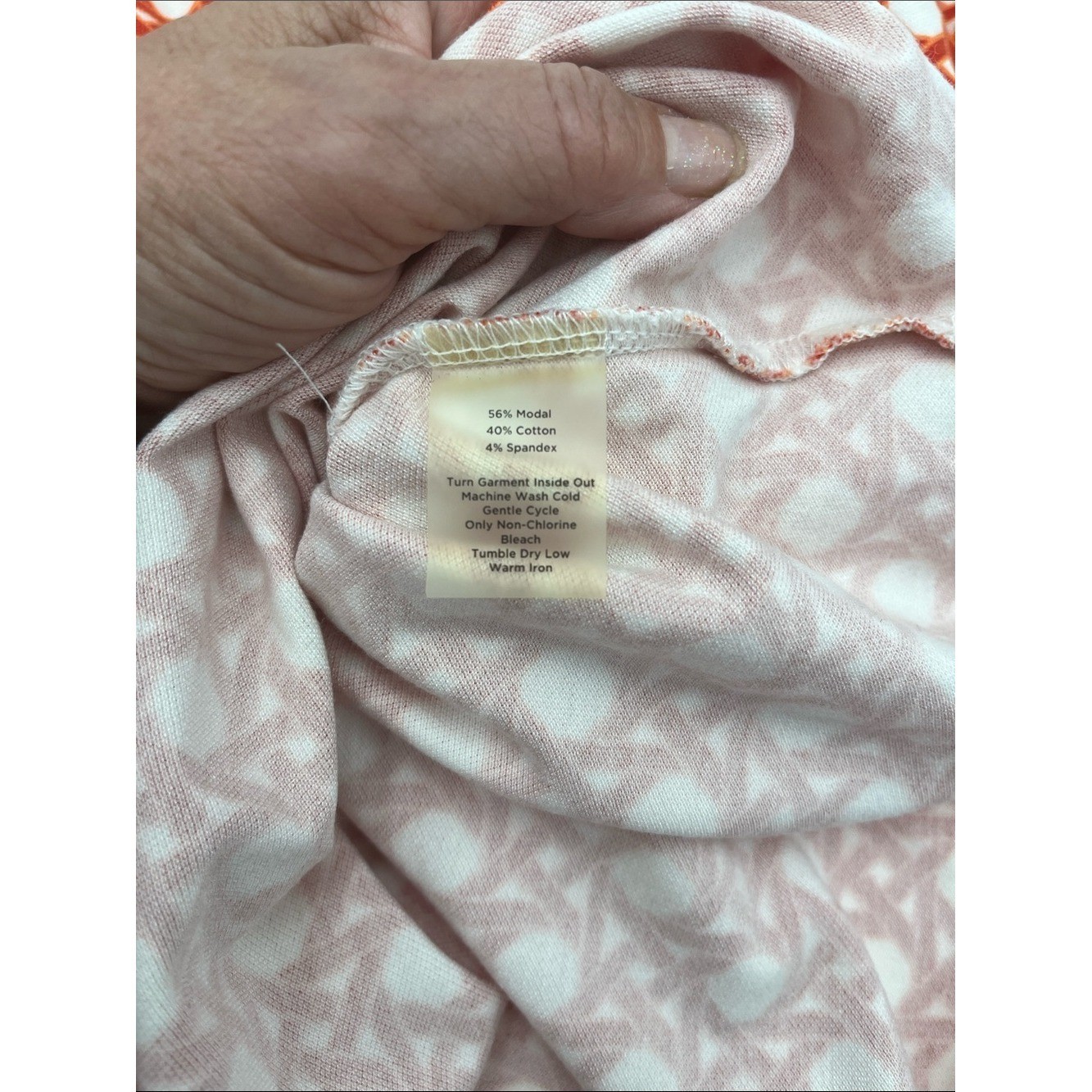 Vintage Talbot&rsquo;s Petites 3/4 Sleeve Orange/White Geometric Print Polo Top