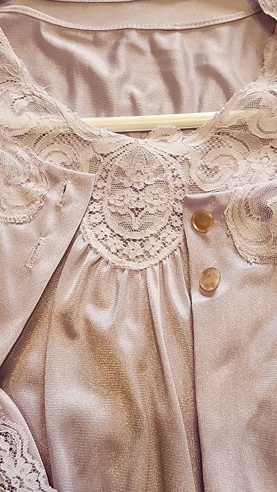 Vtg Lorraine Peignoir 2 Pc Set Long Full Nightgown Robe Purple 100% Nylon S USA