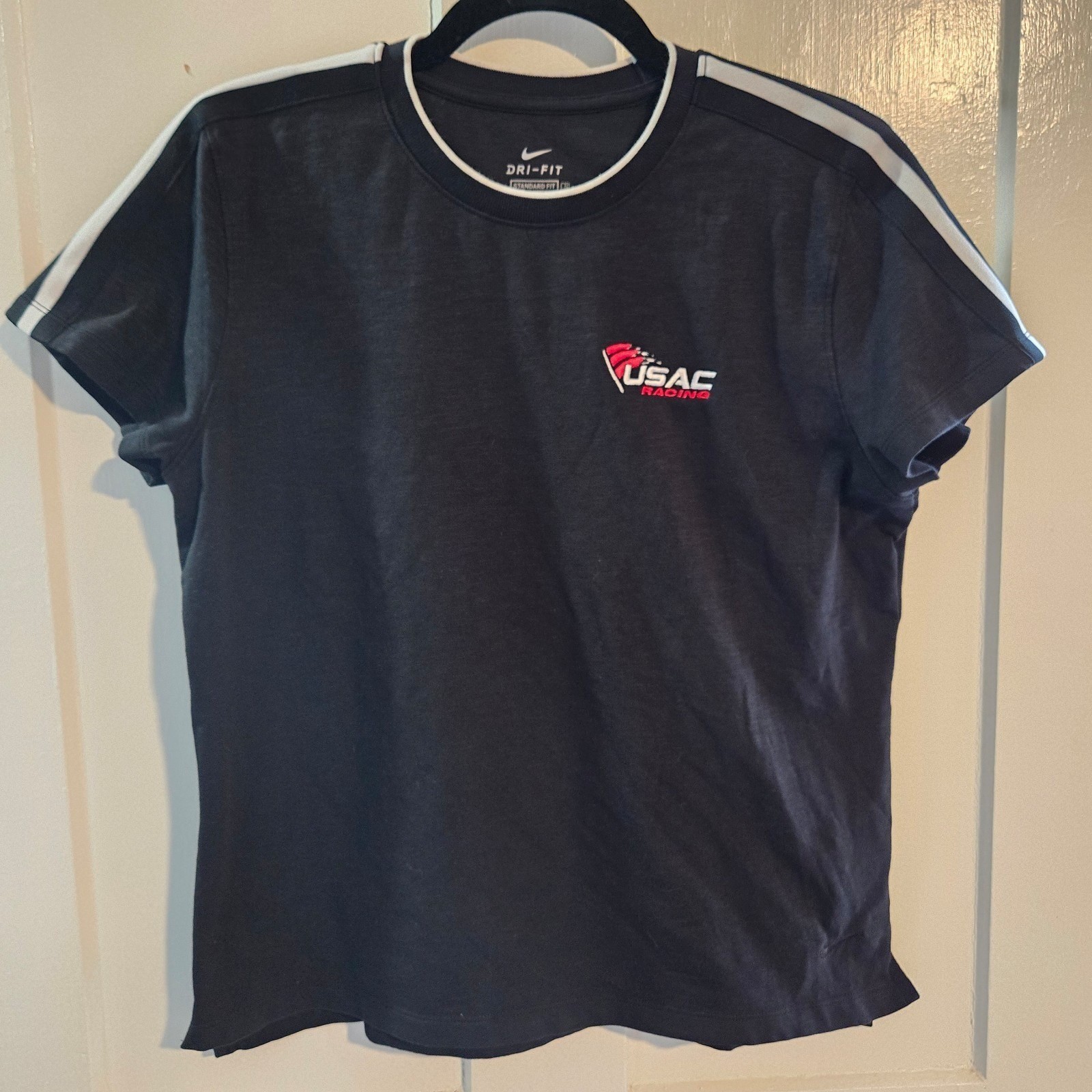 USAC Racing Vintage Womens 90s Nike Dri-Fit Shirt Size Large Standard Fit Black