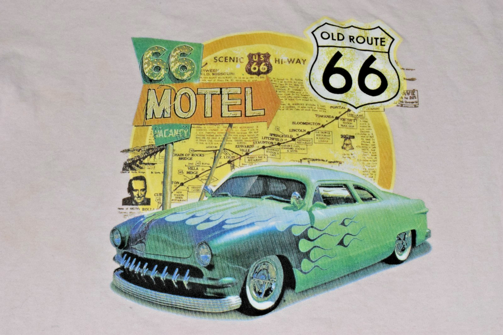 Vintage T-Shirt French Anvil Size M 90s Pale Pink Route 66 Seligman AZ Retro