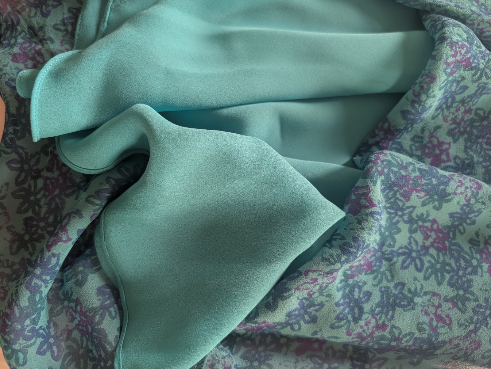 David Warren Petite Silk Floral Midi Dress Teal Purple Cutout Back Size 6P