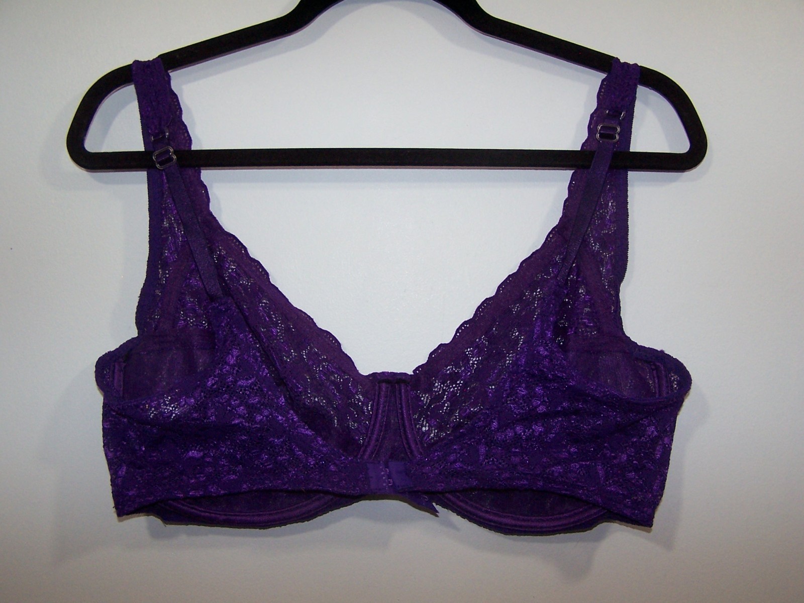 Vtg Intimate Attitudes Grape Jelly Purple Lace Underwire Bra Size 38DD