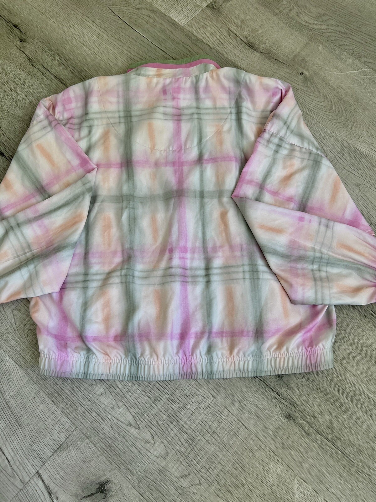 Vintage – TAIL Bomber Jacket-Green/Pink-White Plaid-size Medium