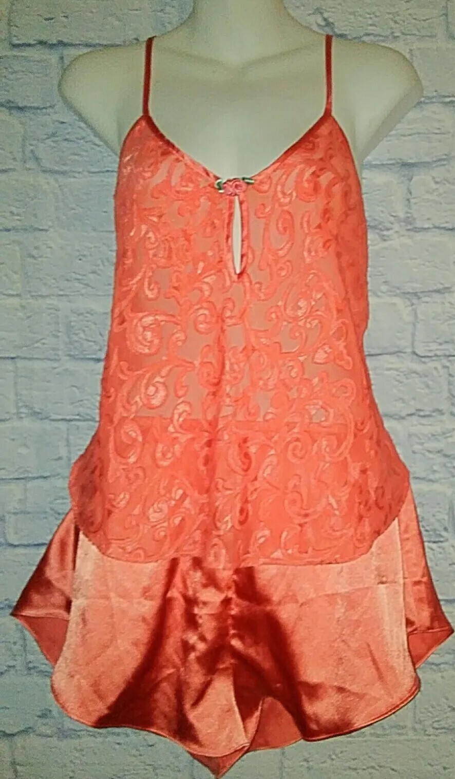 INNER MOST Pajama Set Woman MEDIUM Lingerie Orange Cami & Short Vintage