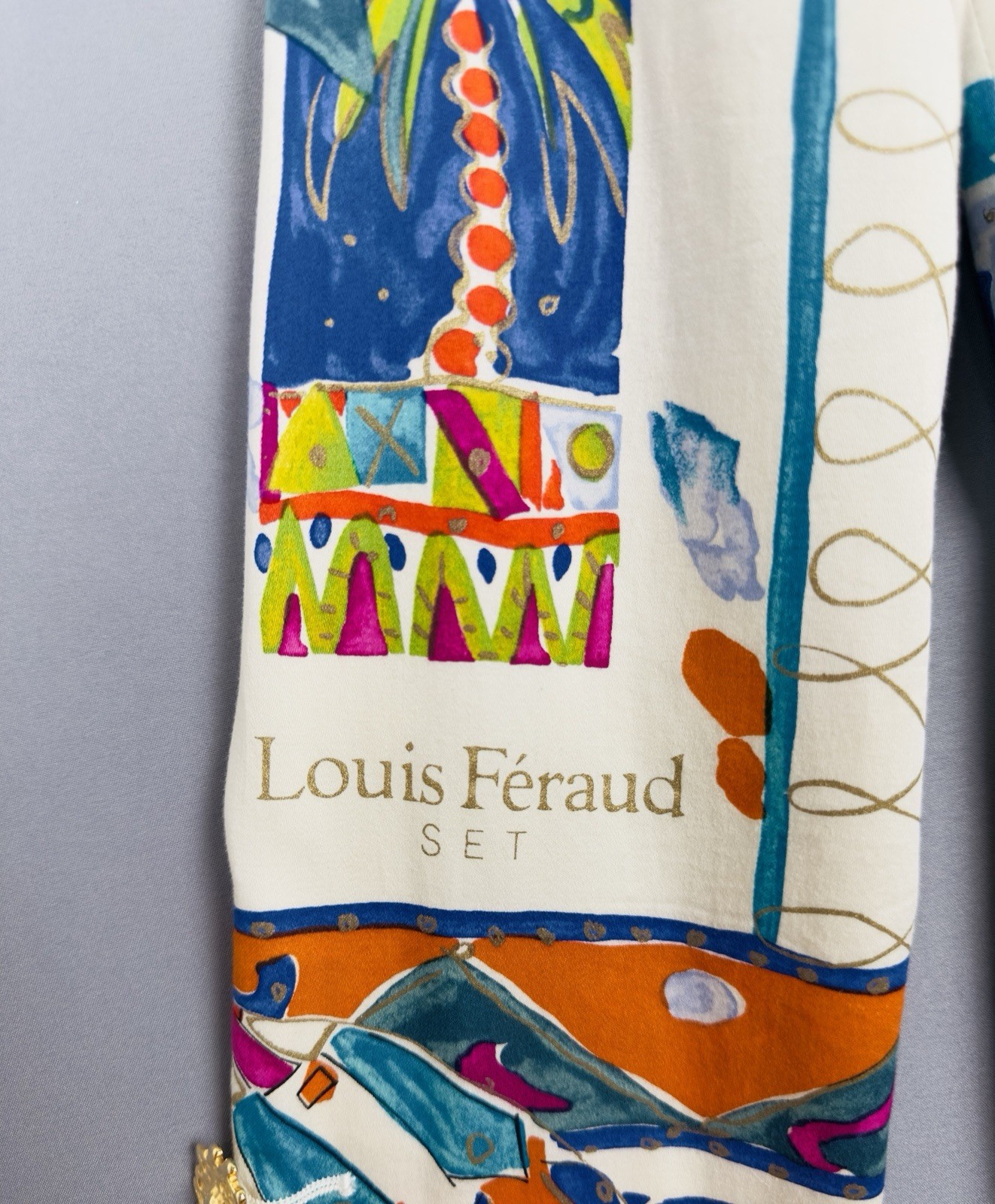Vintage Louis Féraud Jacket Dress Set Cotton Print 80s 90s
