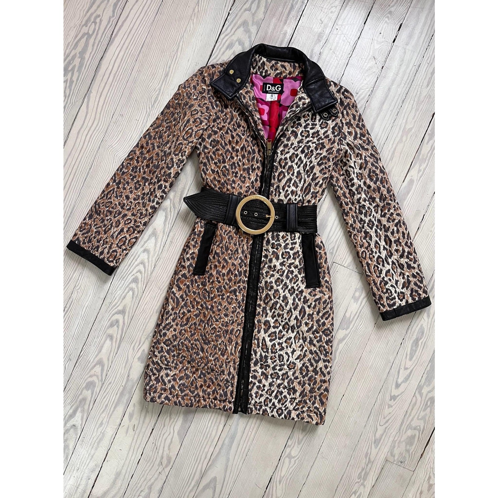 2000s Jacket / Y2K Dolce & Gabbana Leopard Coat / XS
