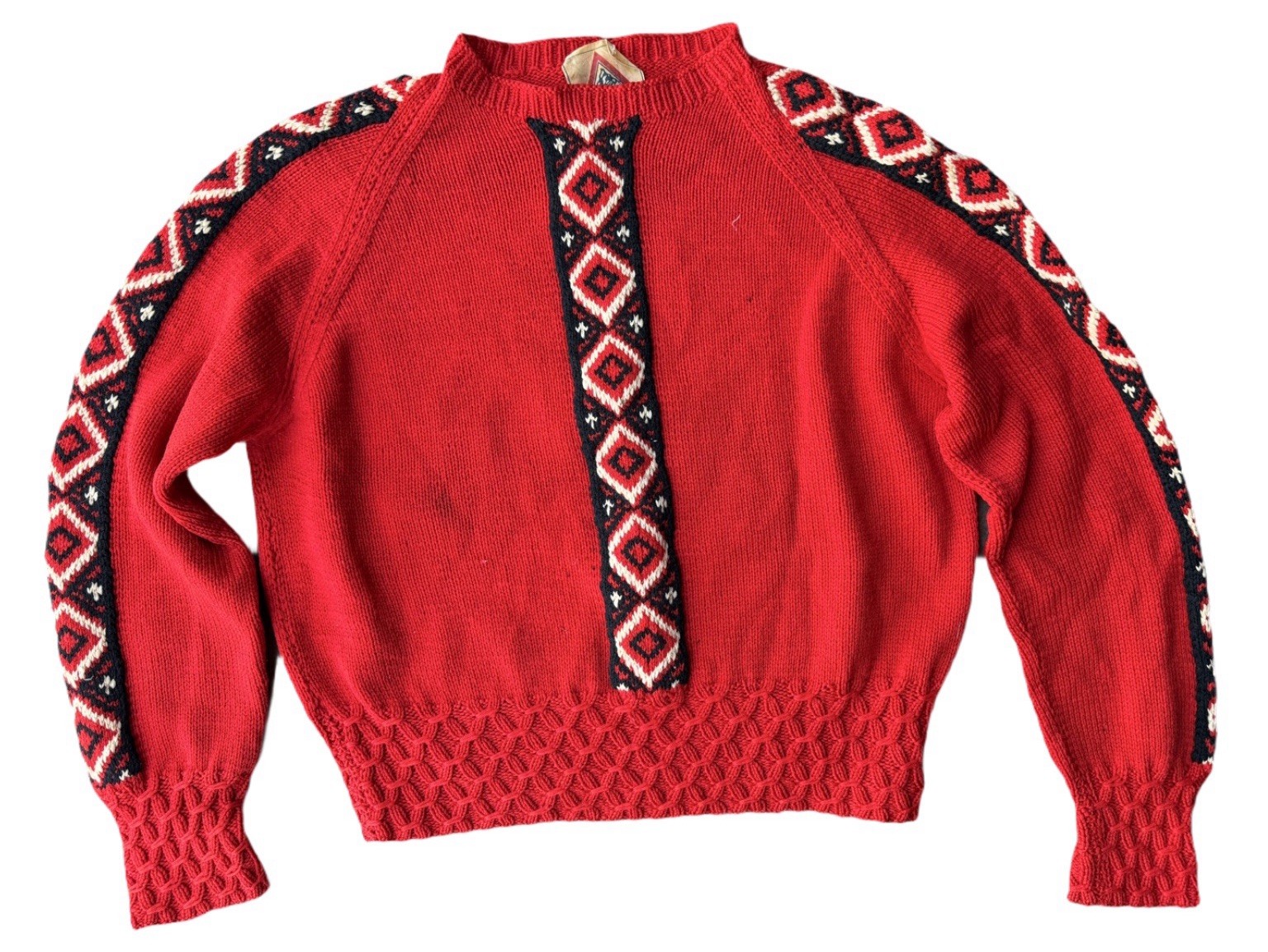 Vintage 60s-70s L&rsquo;Alpina Milano hand-made red wool sweater Women Size M Italy