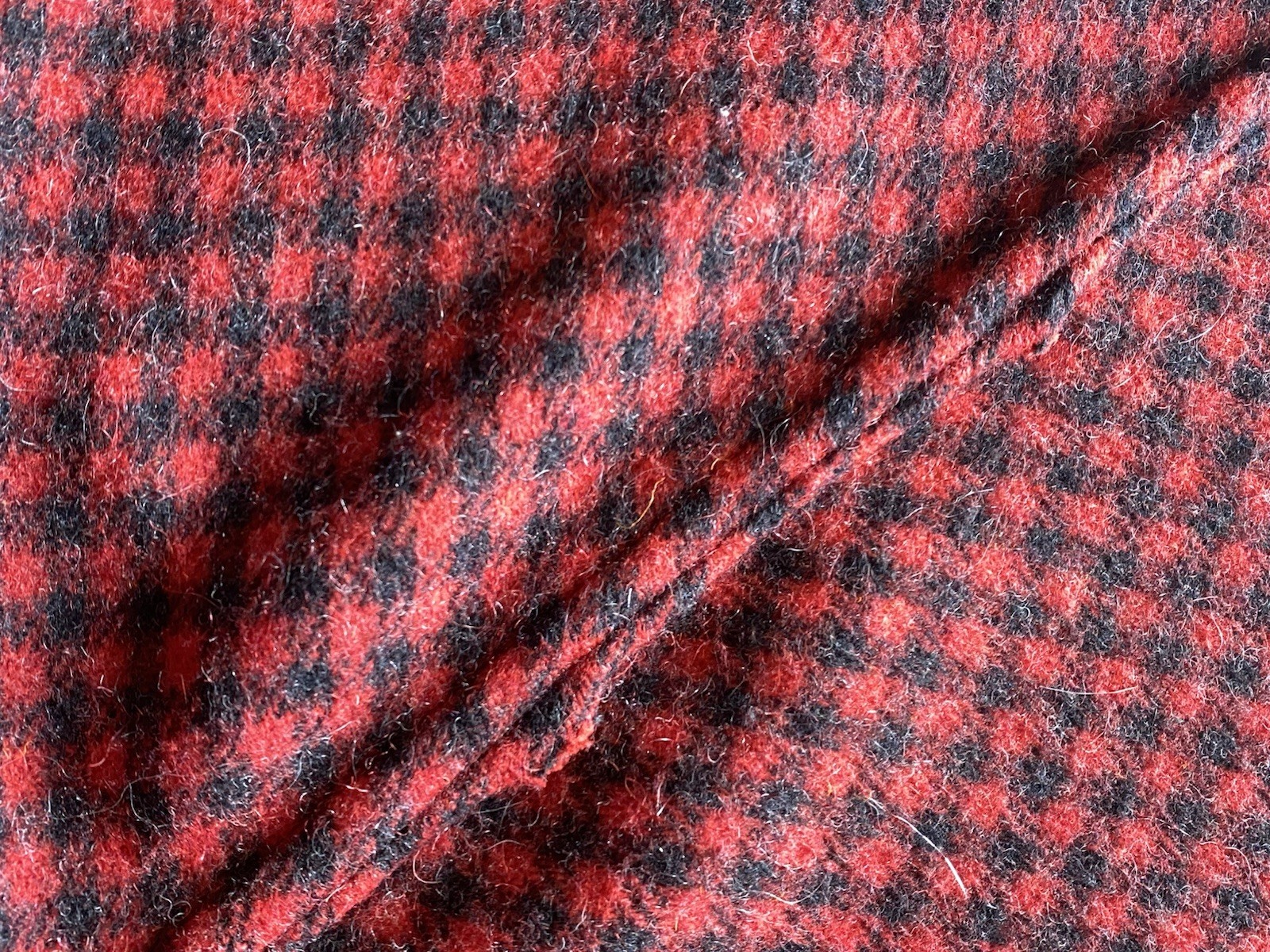 Vintage Wool Cape Red Black Reversible Solid Tartan Plaid Cloak Austrian Buttons