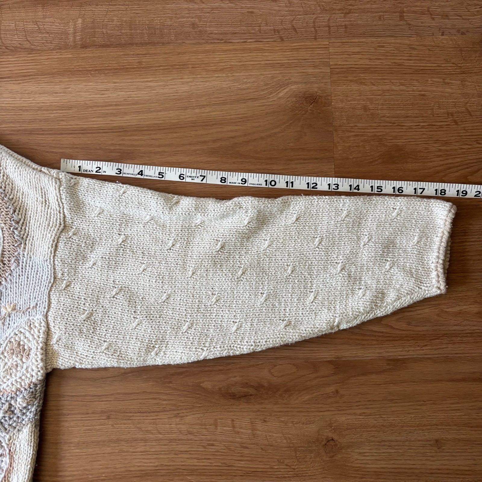 VTG Casual Corner Hand Knitted Sweater 90s Women&rsquo;s Sz Large Paisley Cream Tan