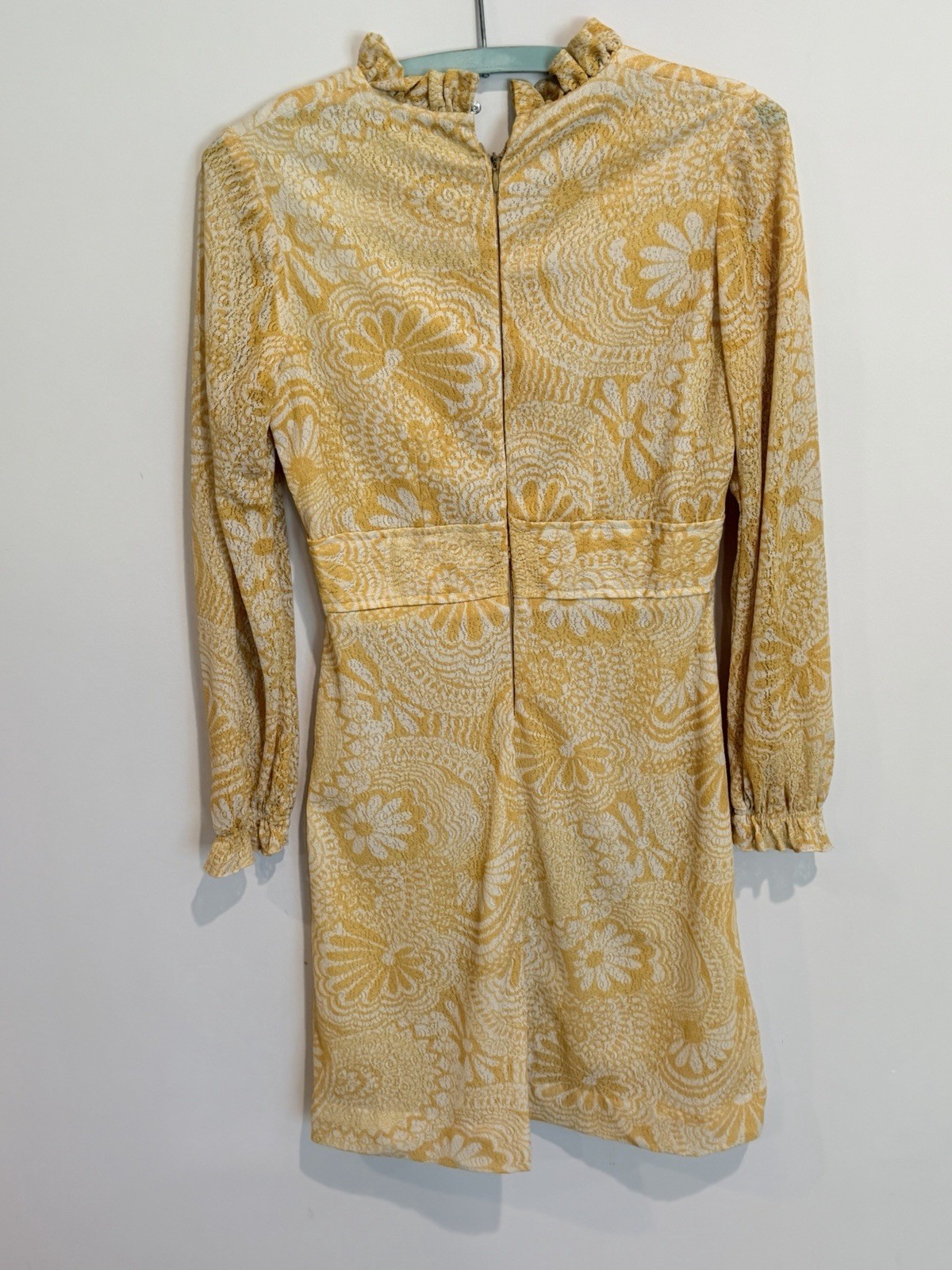 Vintage 60s/70s Mod Mini Dress Yellow Bold Floral Boho Prairie