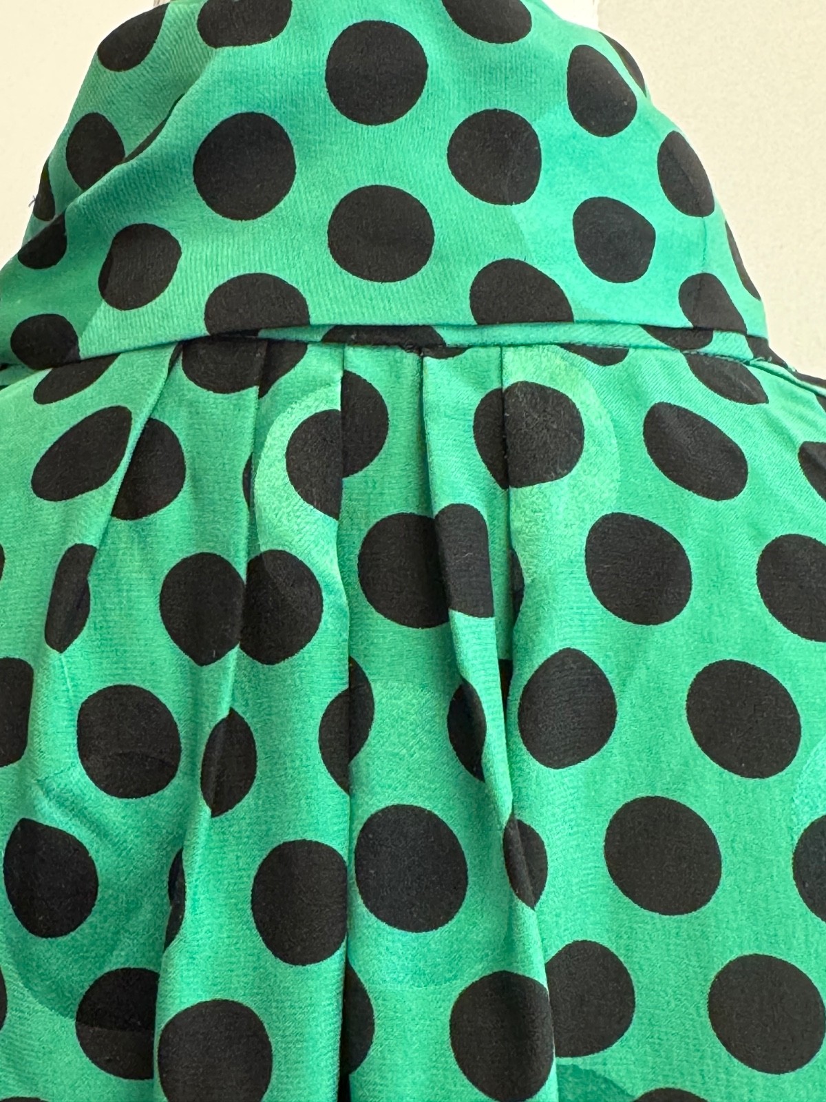 Vintage Emanuel Ungaro Ter silk green black polka dot dress size 6